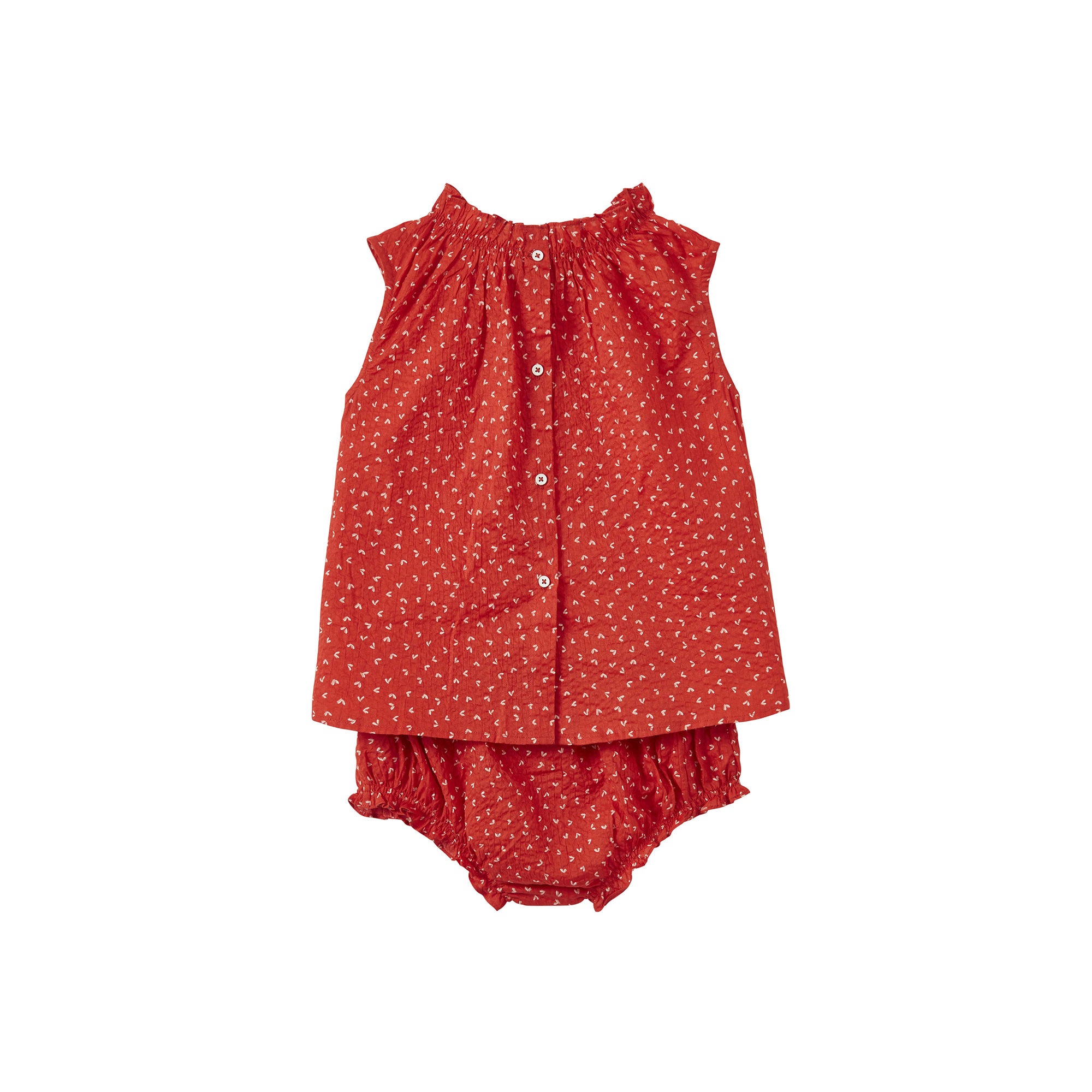 Girls Red Printed Cotton Set
