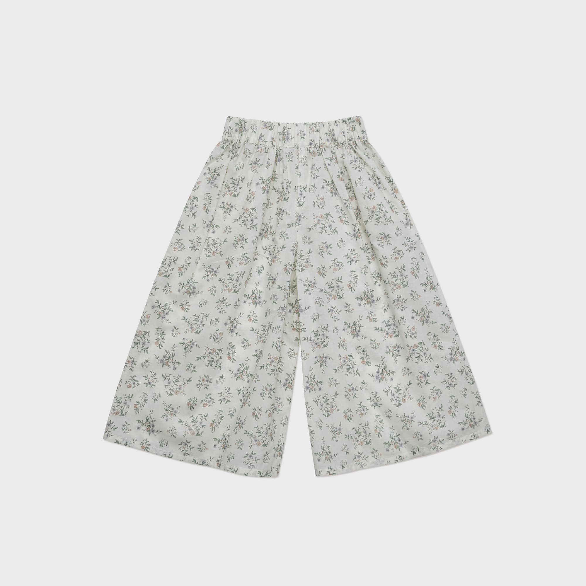 Girls Green Floral Cotton Trousers