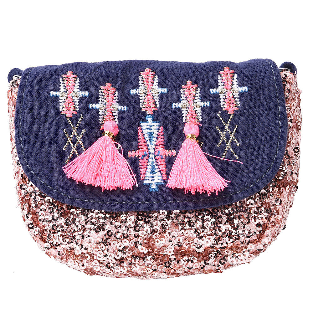 Girls Dark Grey Tassel Trims 'Dika'Messenger Bags - CÉMAROSE | Children's Fashion Store - 5