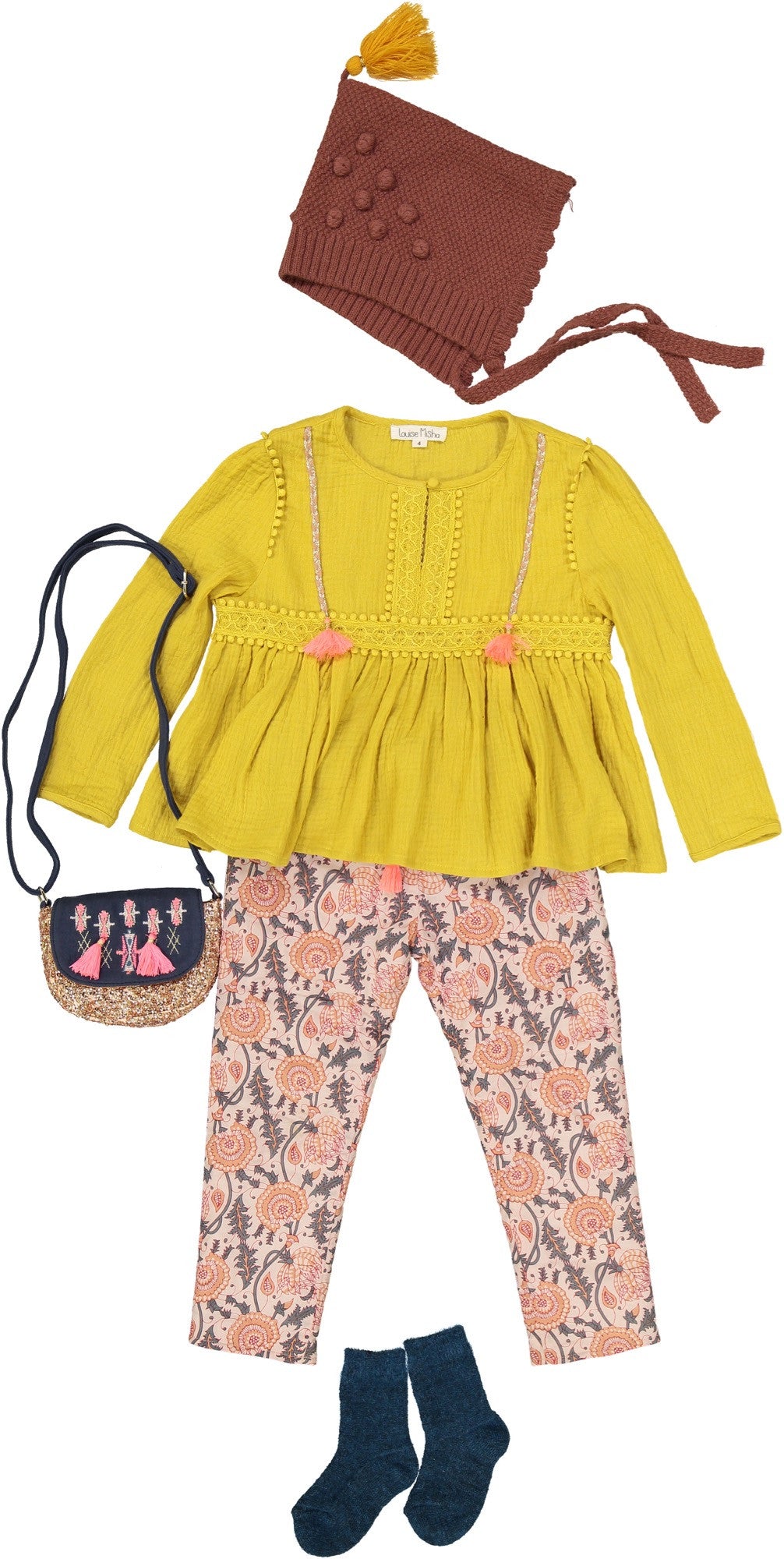 Girls Dark Grey Tassel Trims 'Dika'Messenger Bags - CÉMAROSE | Children's Fashion Store - 2