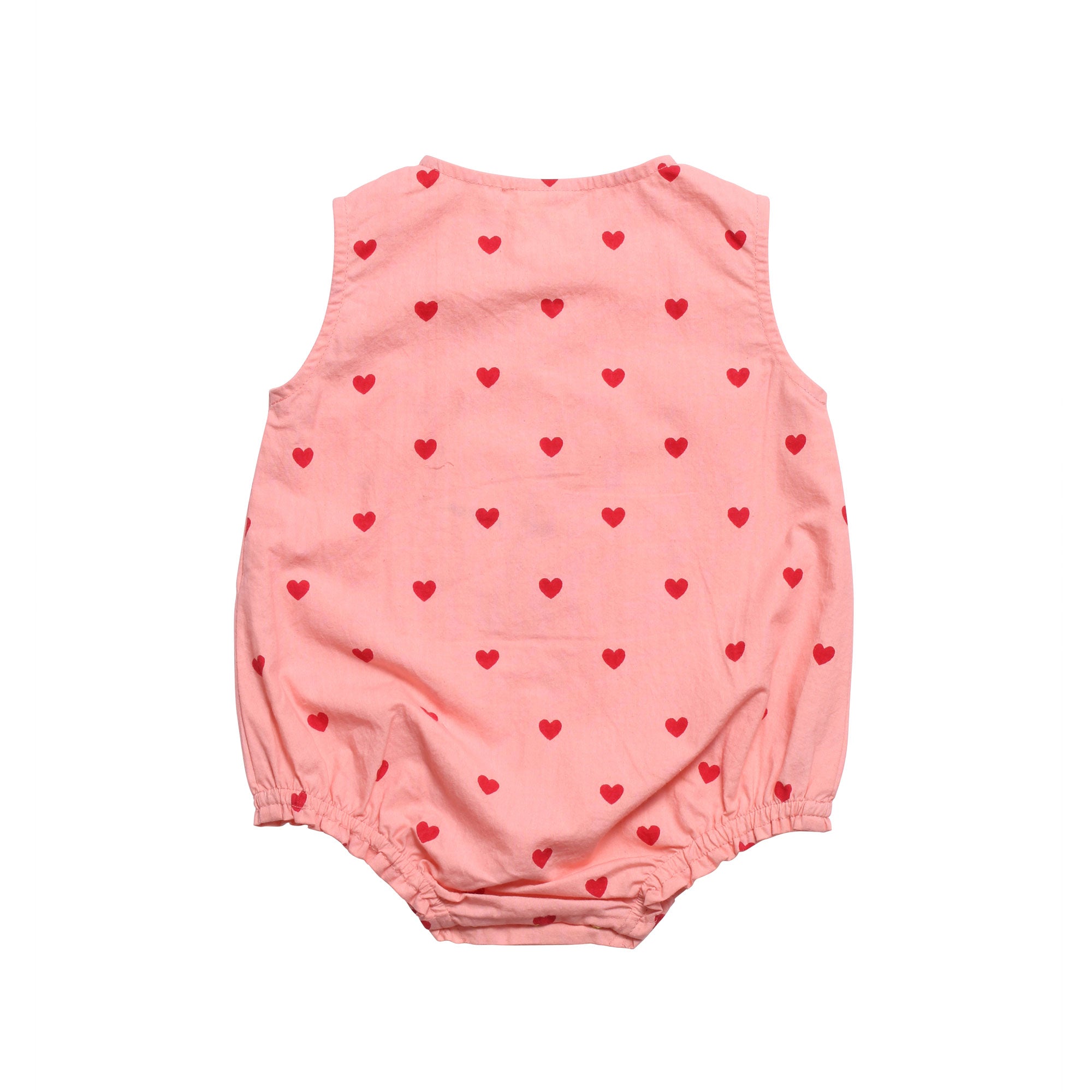 Baby Girls Pink Heart Cotton Babysuit