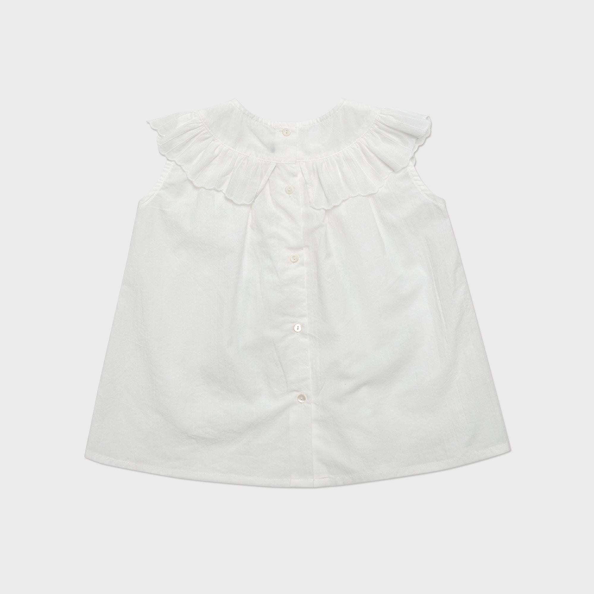 Girls White Ruffled Cotton Top