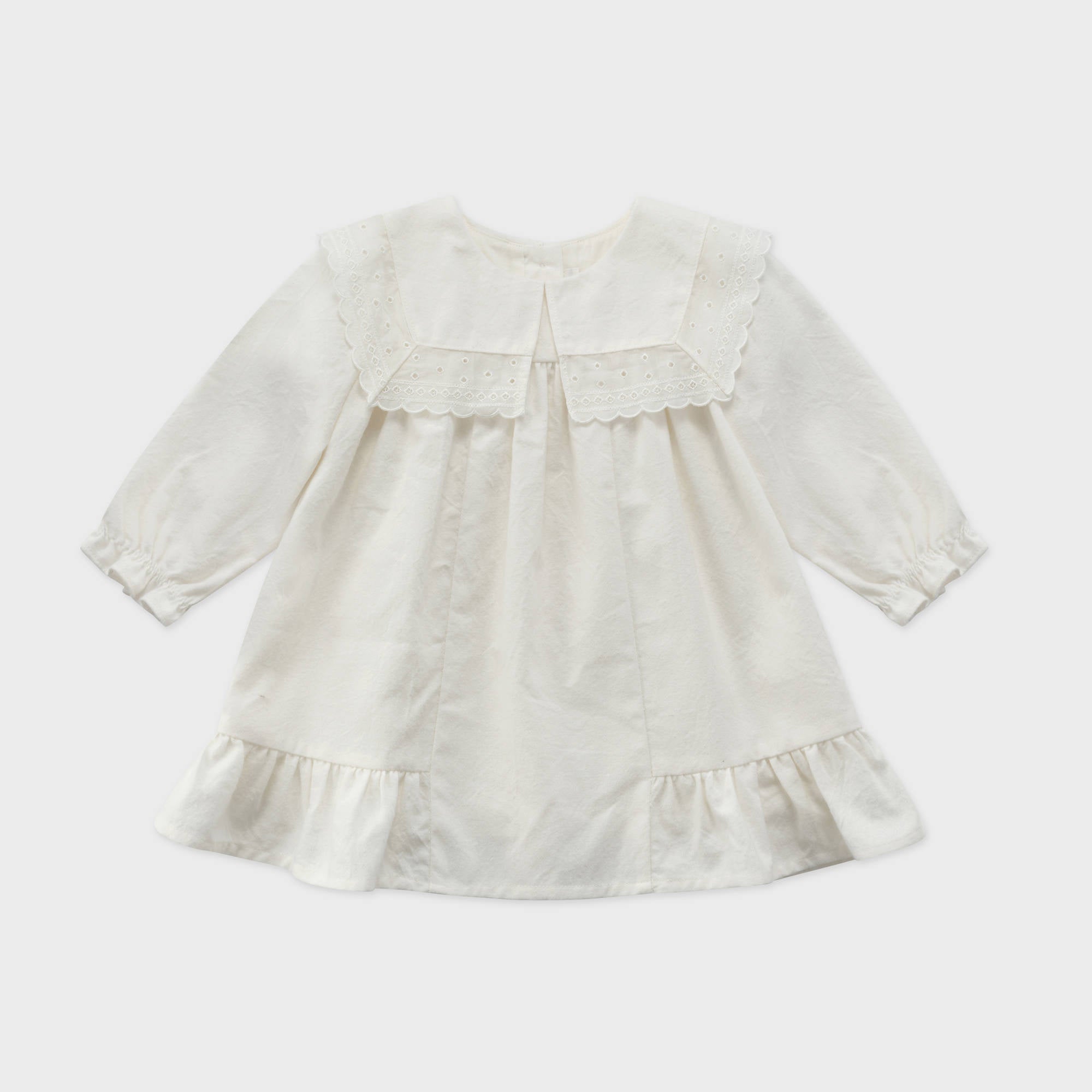 Baby Girls White Ruffled Cotton Dress