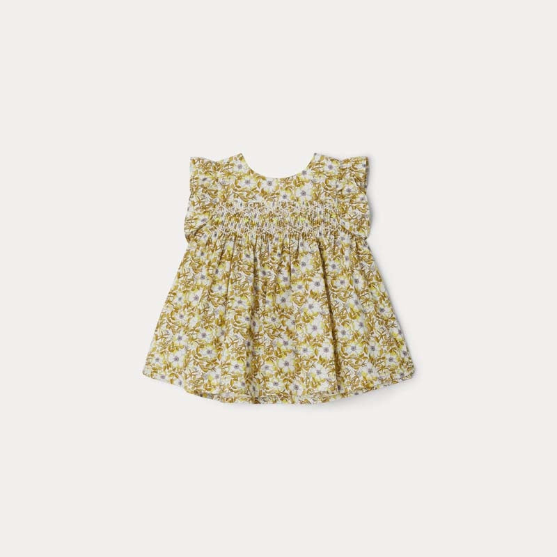Baby Girls Yellow Floral Cotton Top