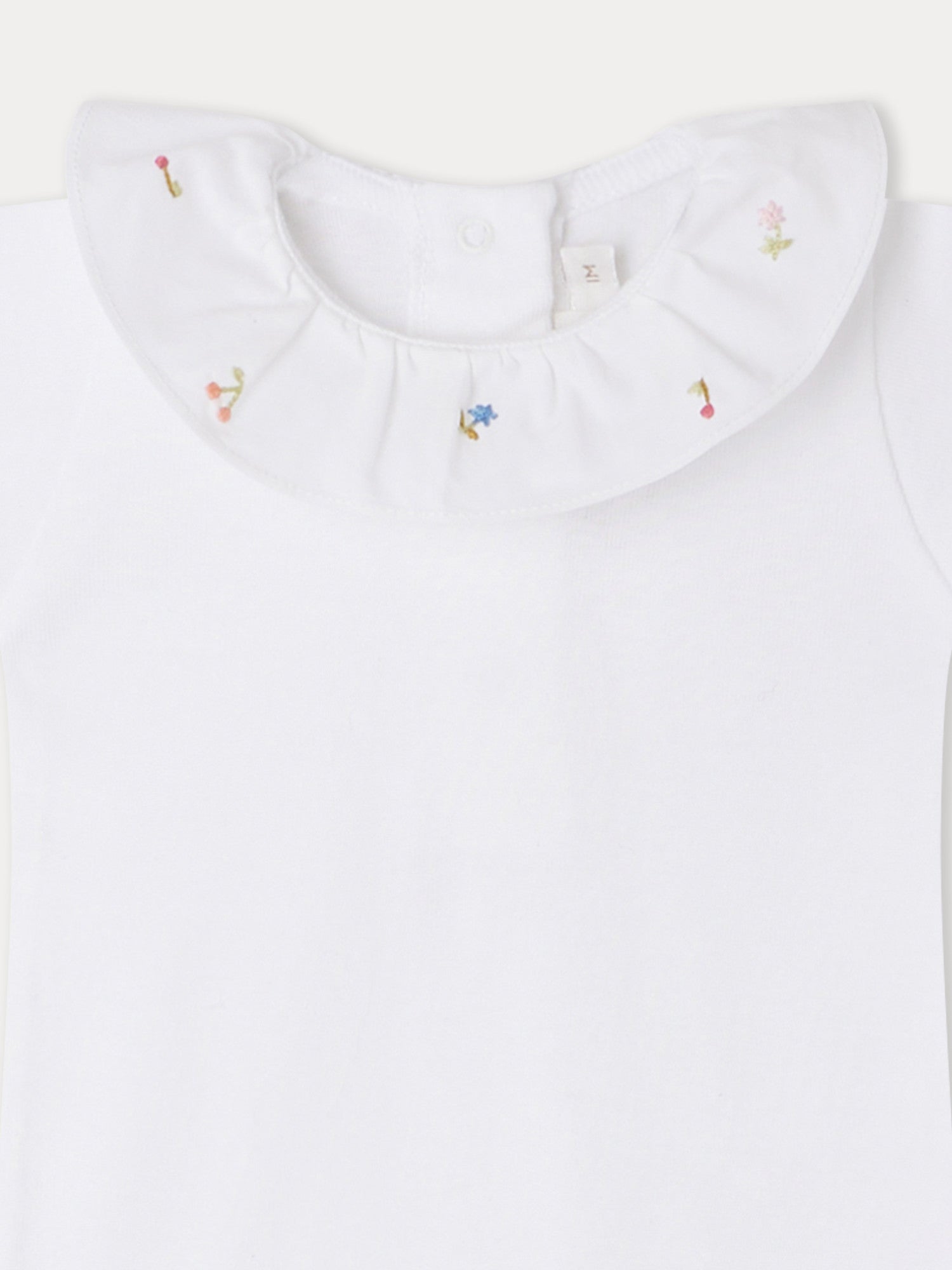Baby Girls White Ruffled Cotton Babysuit