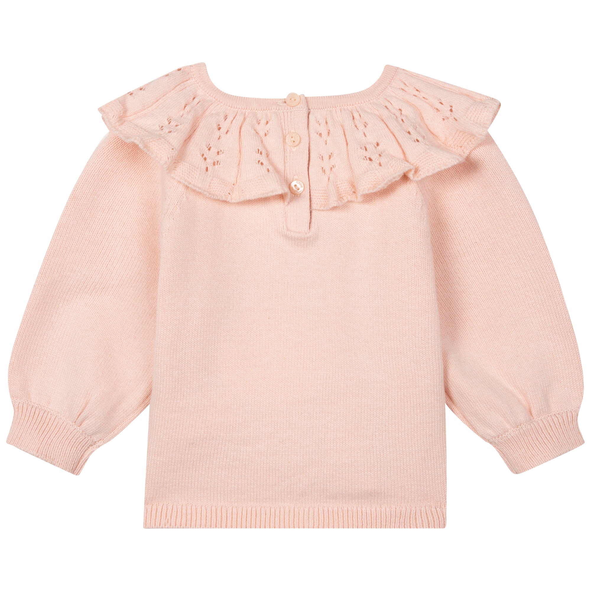 Girls Pink Ruffle Cotton Sweater