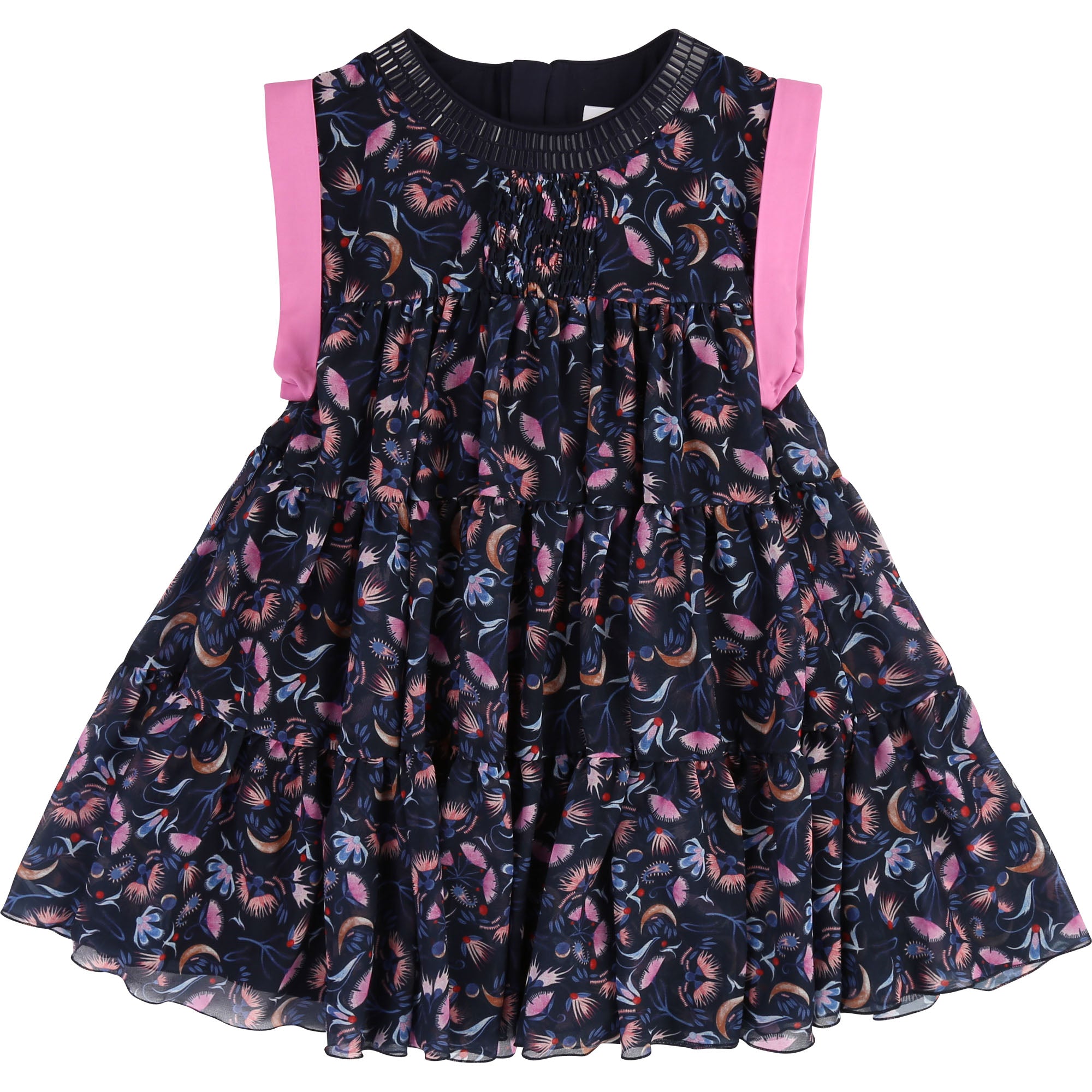Girls Blue Flowers Sleeveless Dress