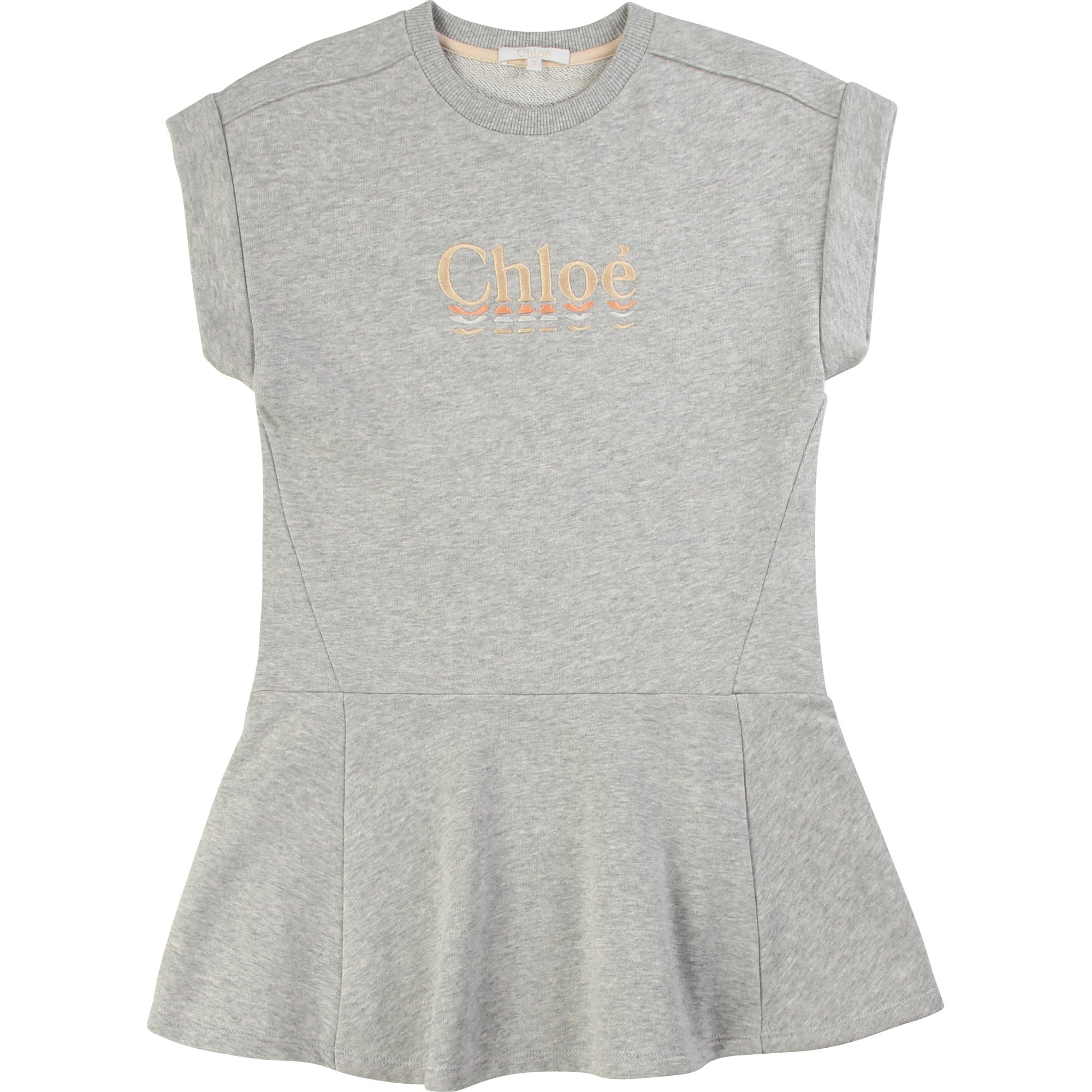 Girls Grey Logo Cotton Dress