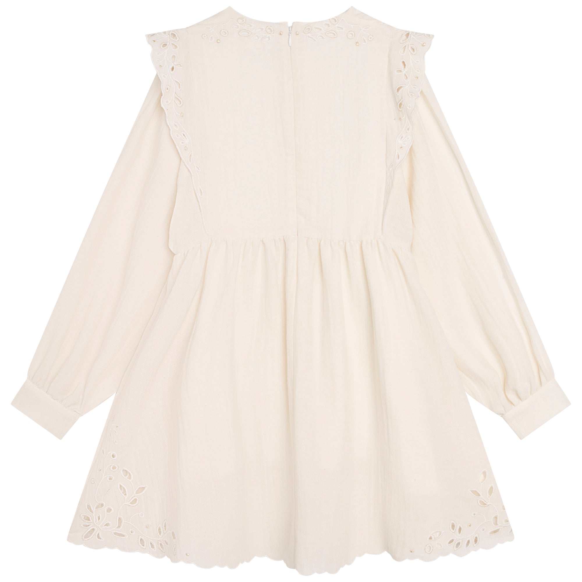 Girls White Ruffle Cotton Dress