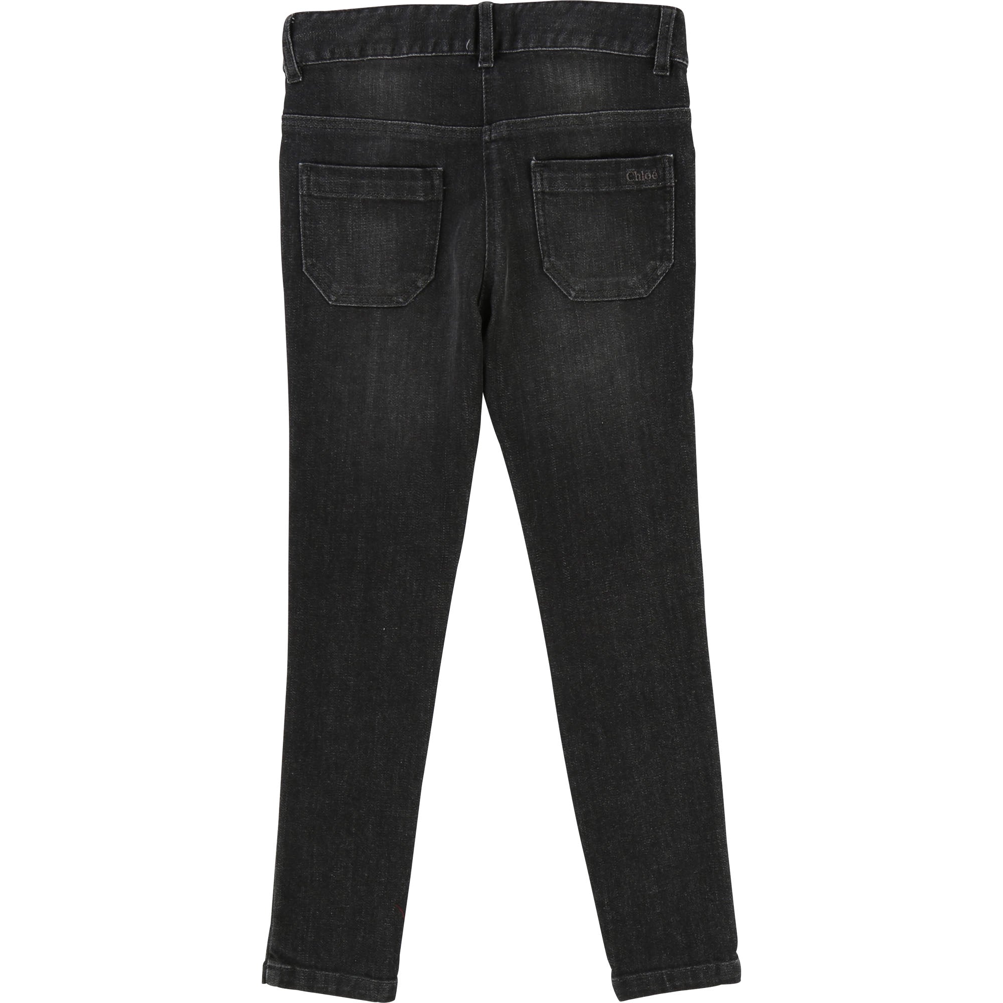 Girls Denim Black Cotton Trousers