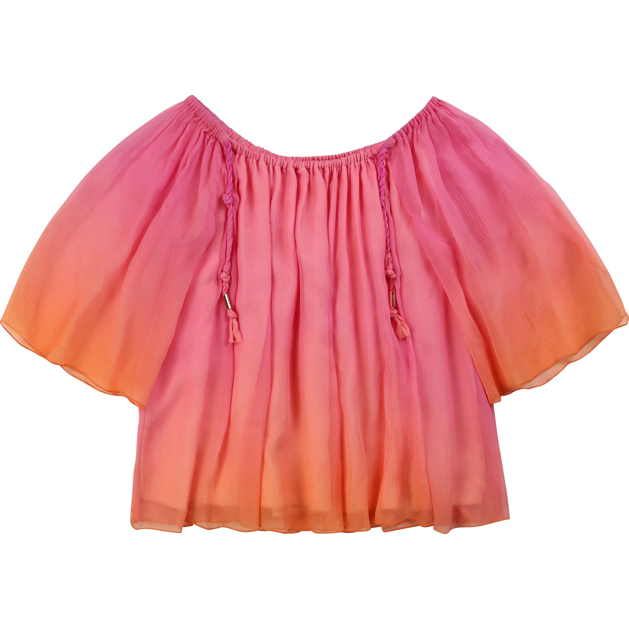 Girls Bright Pink Silk Top
