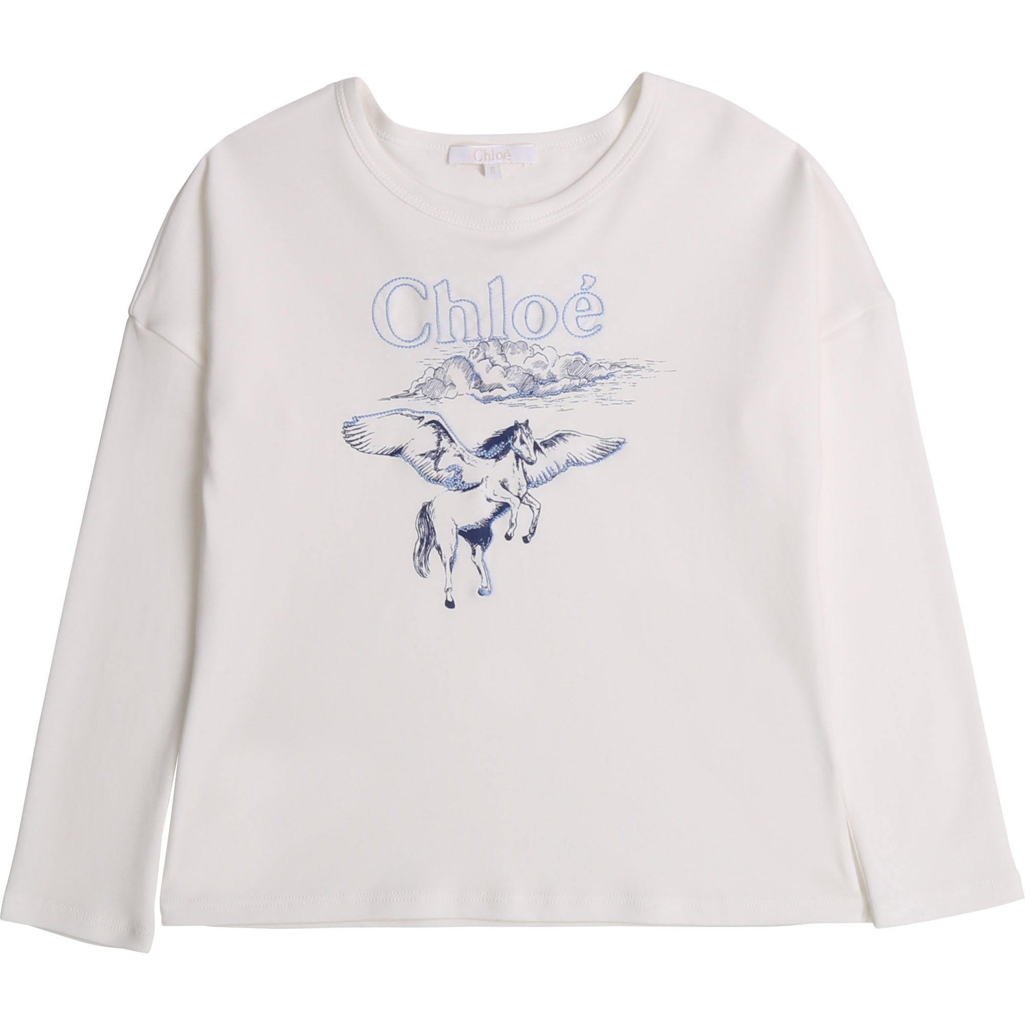 Girls Off White Cotton T-Shirt