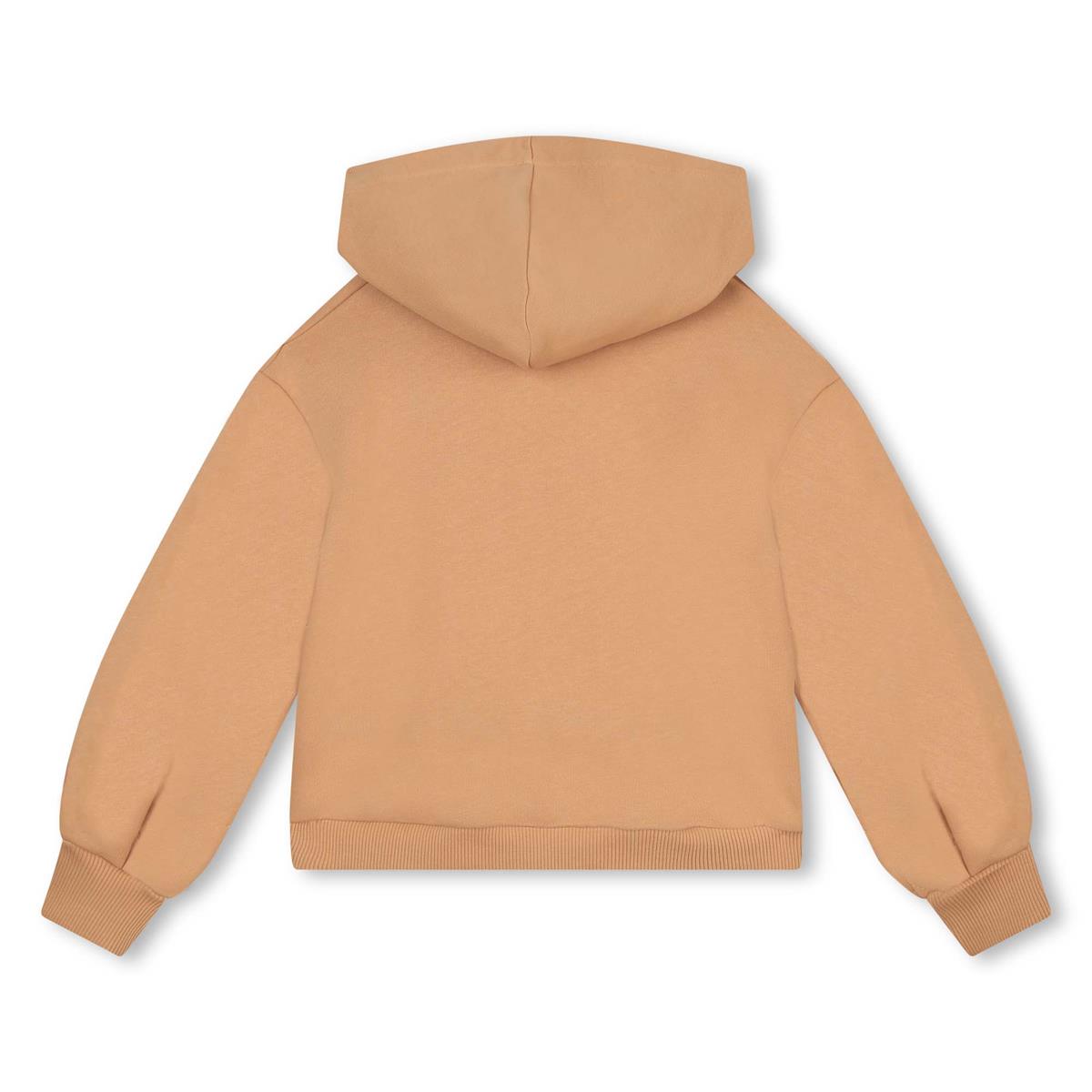 Girls Beige Logo Hooded Sweatshirt