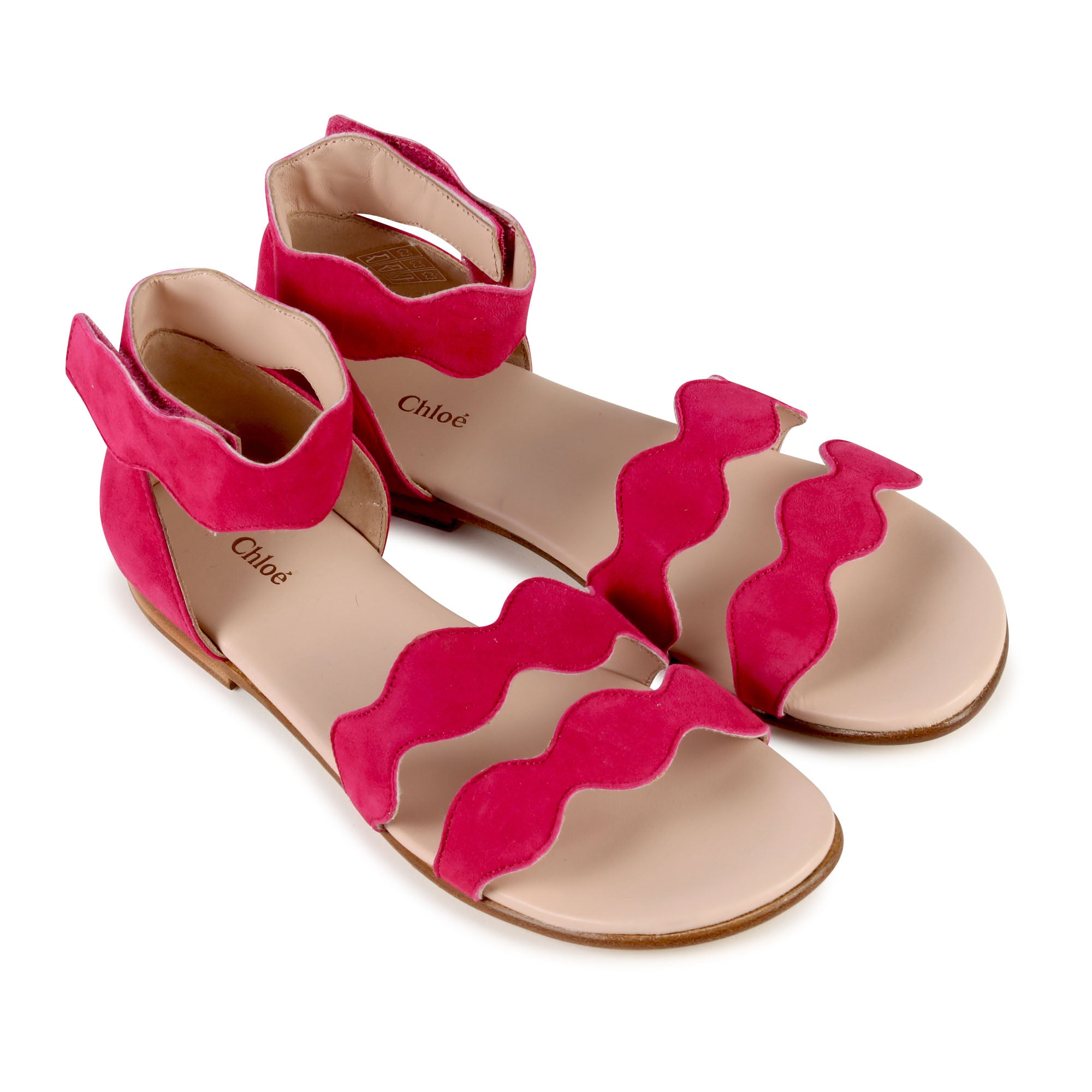 Girls Bright Pink Leather Sandals