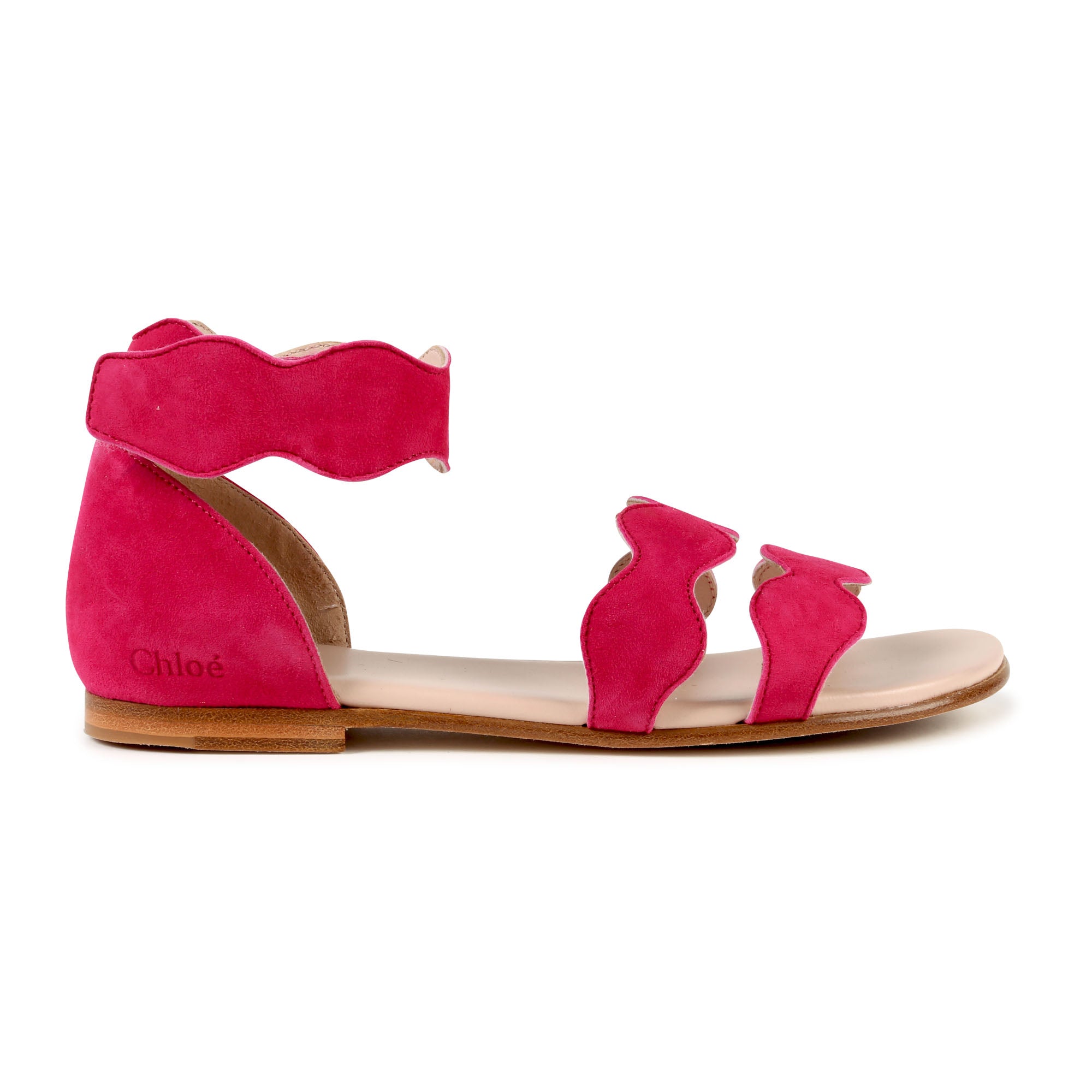 Girls Bright Pink Leather Sandals