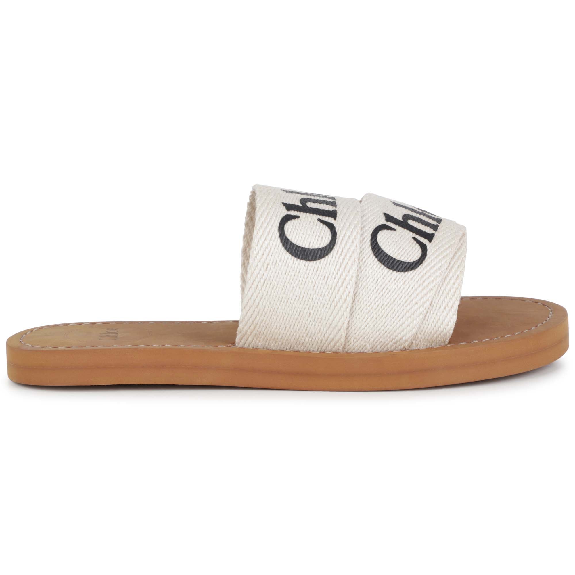 Girls White Logo Canvas Sandals