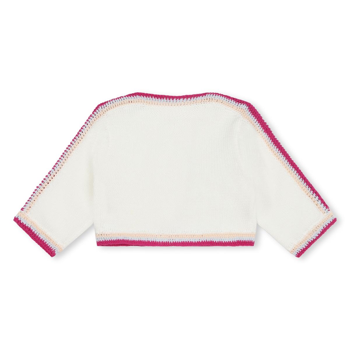Girls White Cotton Cardigan