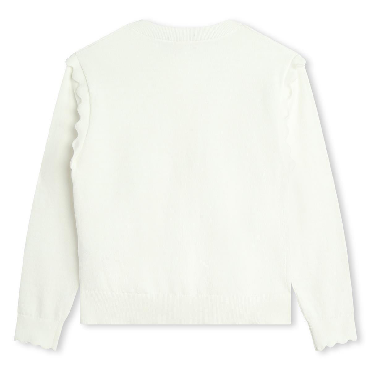 Girls White Cotton Cardigan
