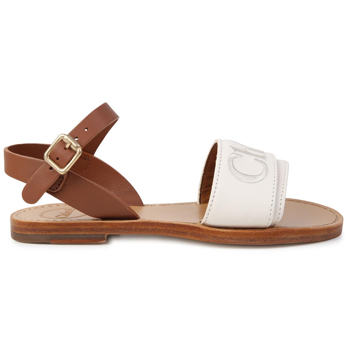 Girls White Logo Sandals