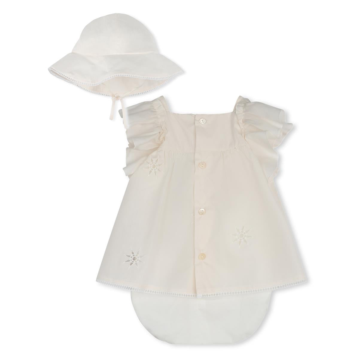 Baby Girls White Cotton Babysuit Set