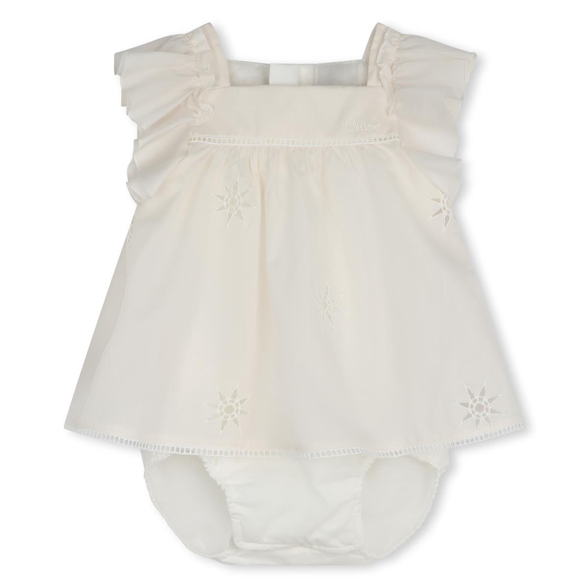 Baby Girls White Cotton Babysuit Set
