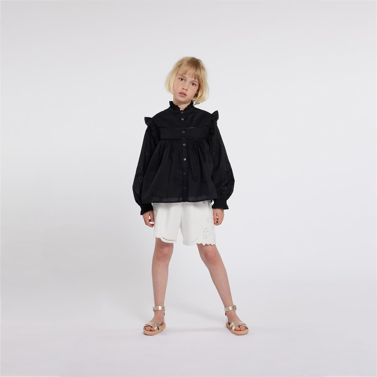 Girls Black Cotton Shirt