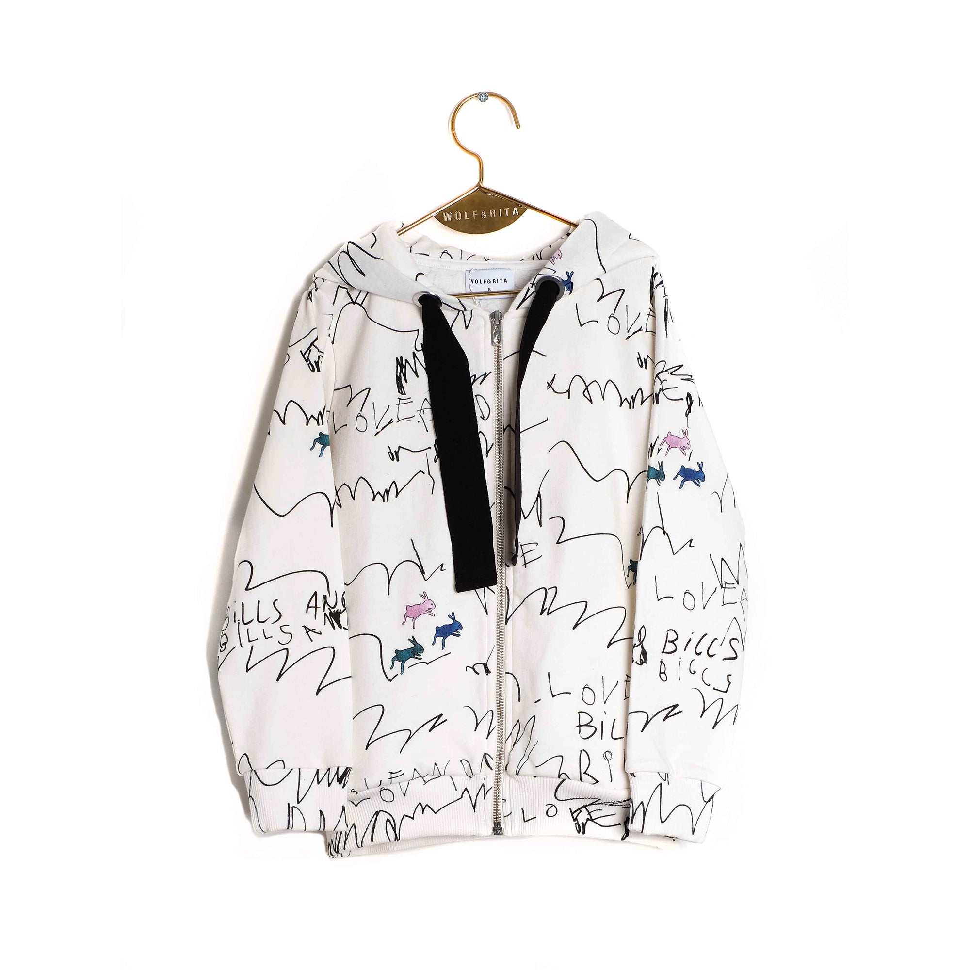Girls & Boys White Printed Cotton Cardigan