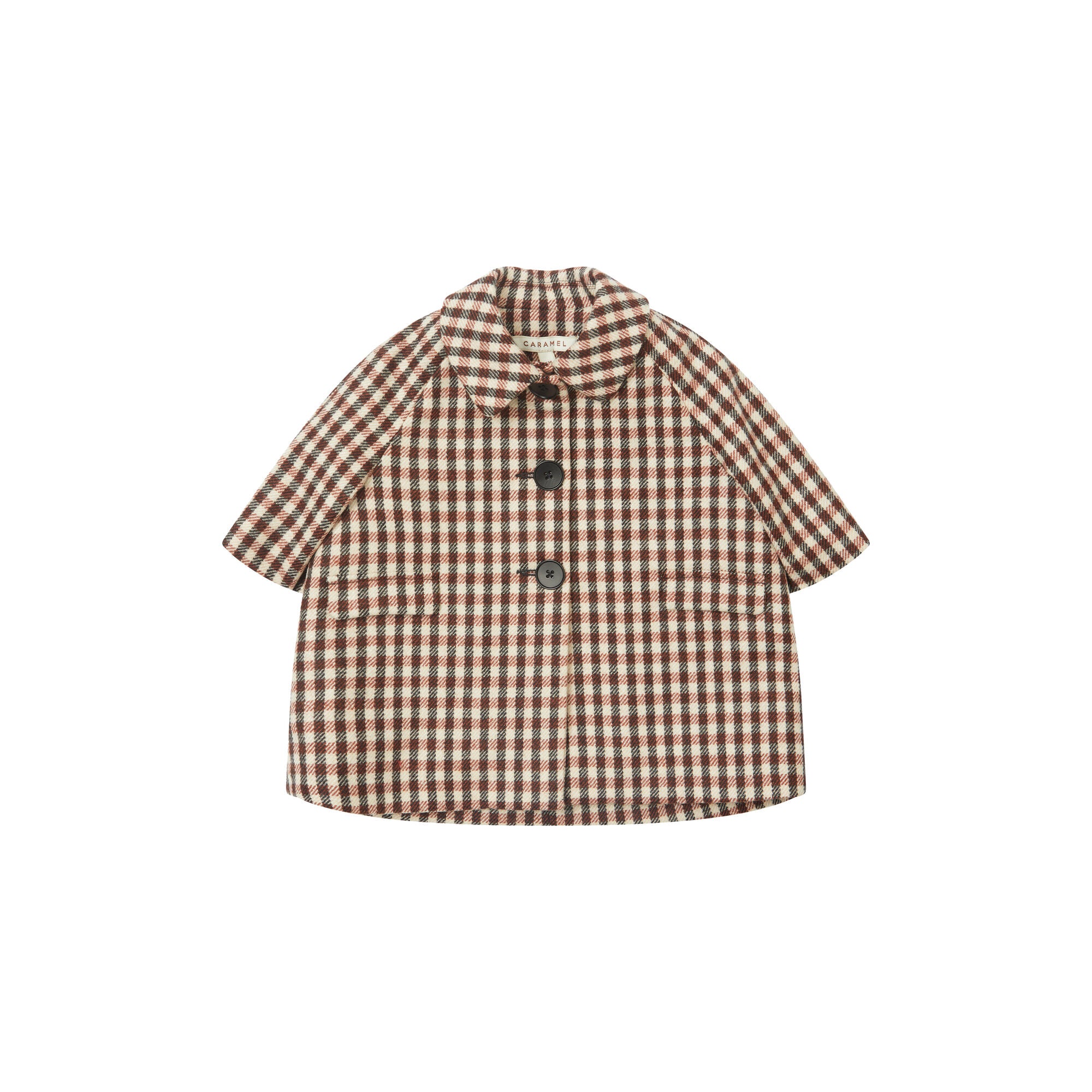 Baby Boys & Girls Brown Check Wool Coat