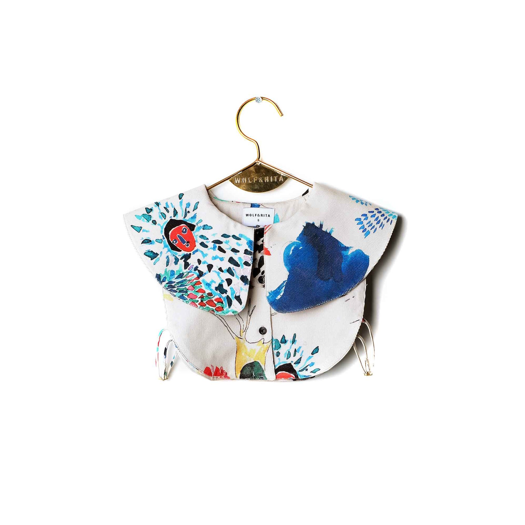 Girls White & Blue Cotton Collar
