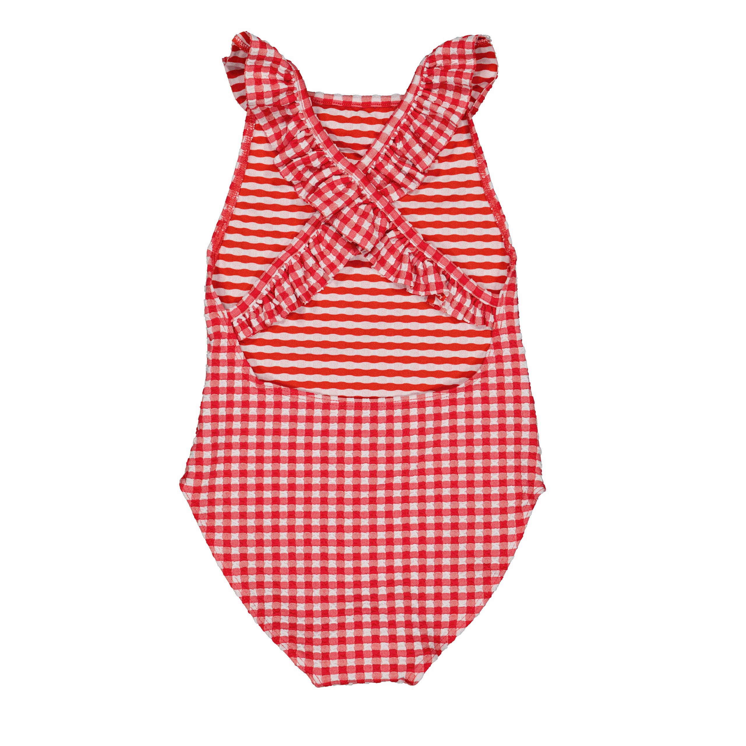 Girls Red Check UV Protective Swimsuit(UPF50+)