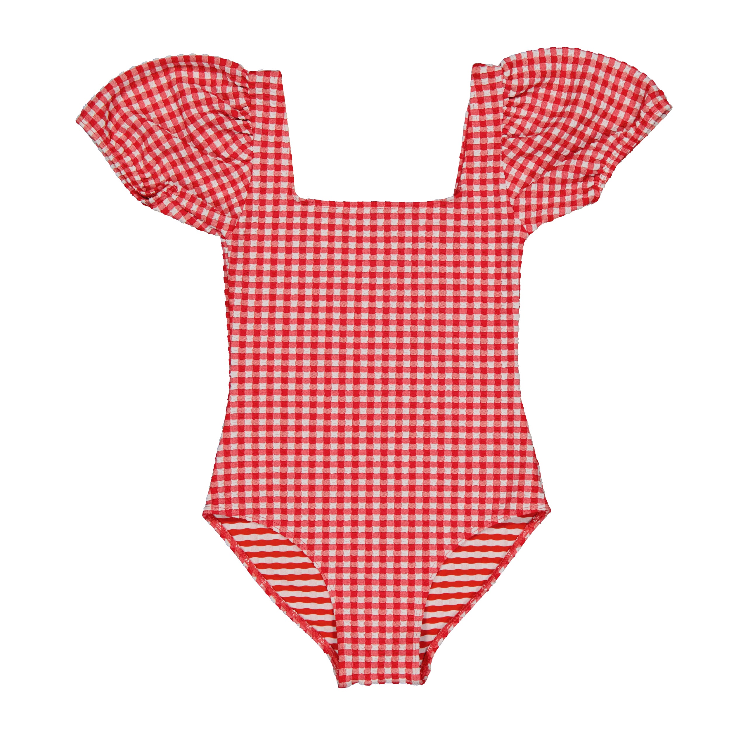 Girls Red Check UV Protective Swimsuit(UPF50+)