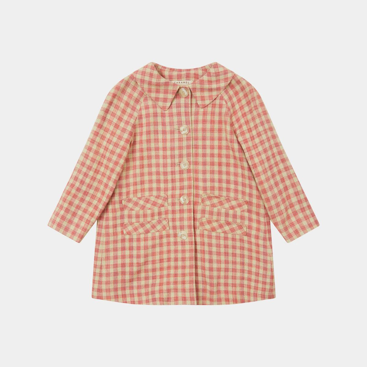 Girls Pink Check Coat