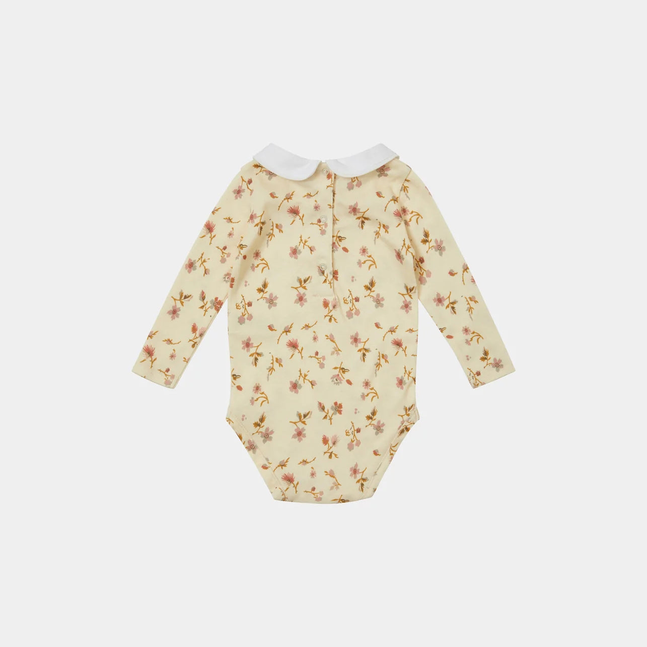 Baby Girls Light Yellow Floral Cotton Babysuit