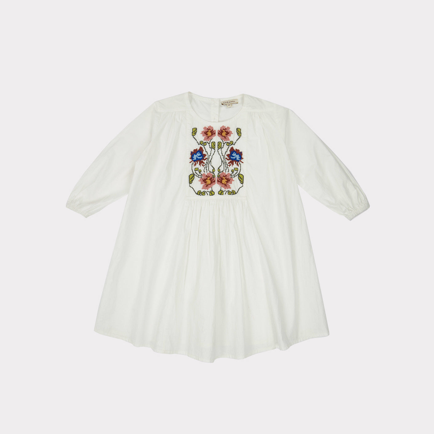 Girls White Embroidered Cotton Dress
