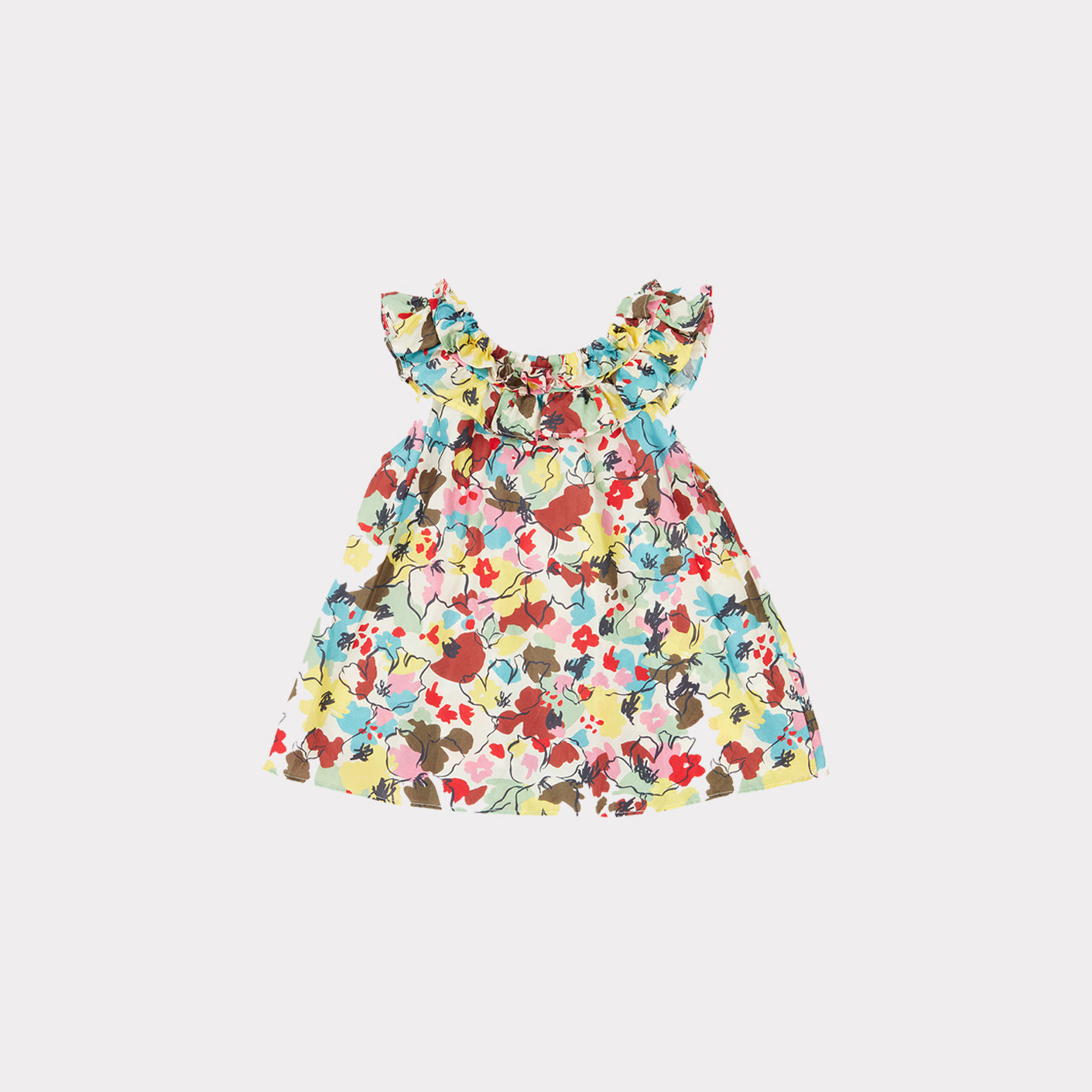 Baby Girls Painted Flower Silk Dress