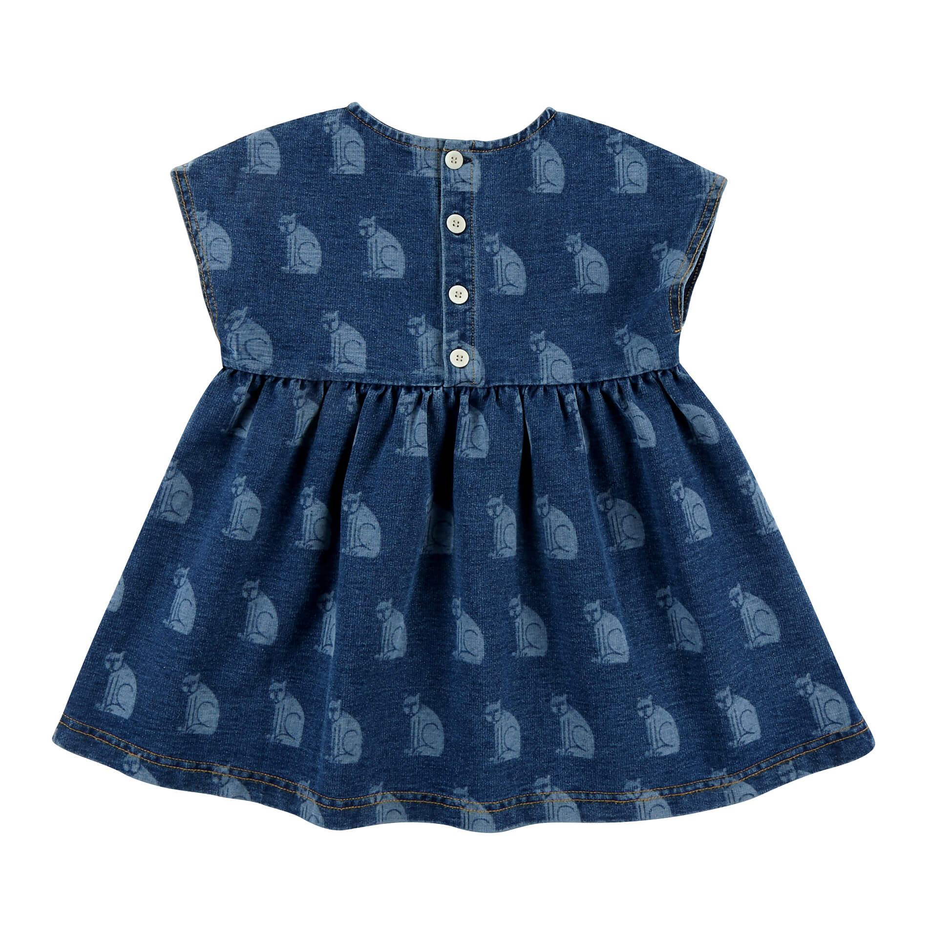 Girls Navy Cat Denim T-Shirt