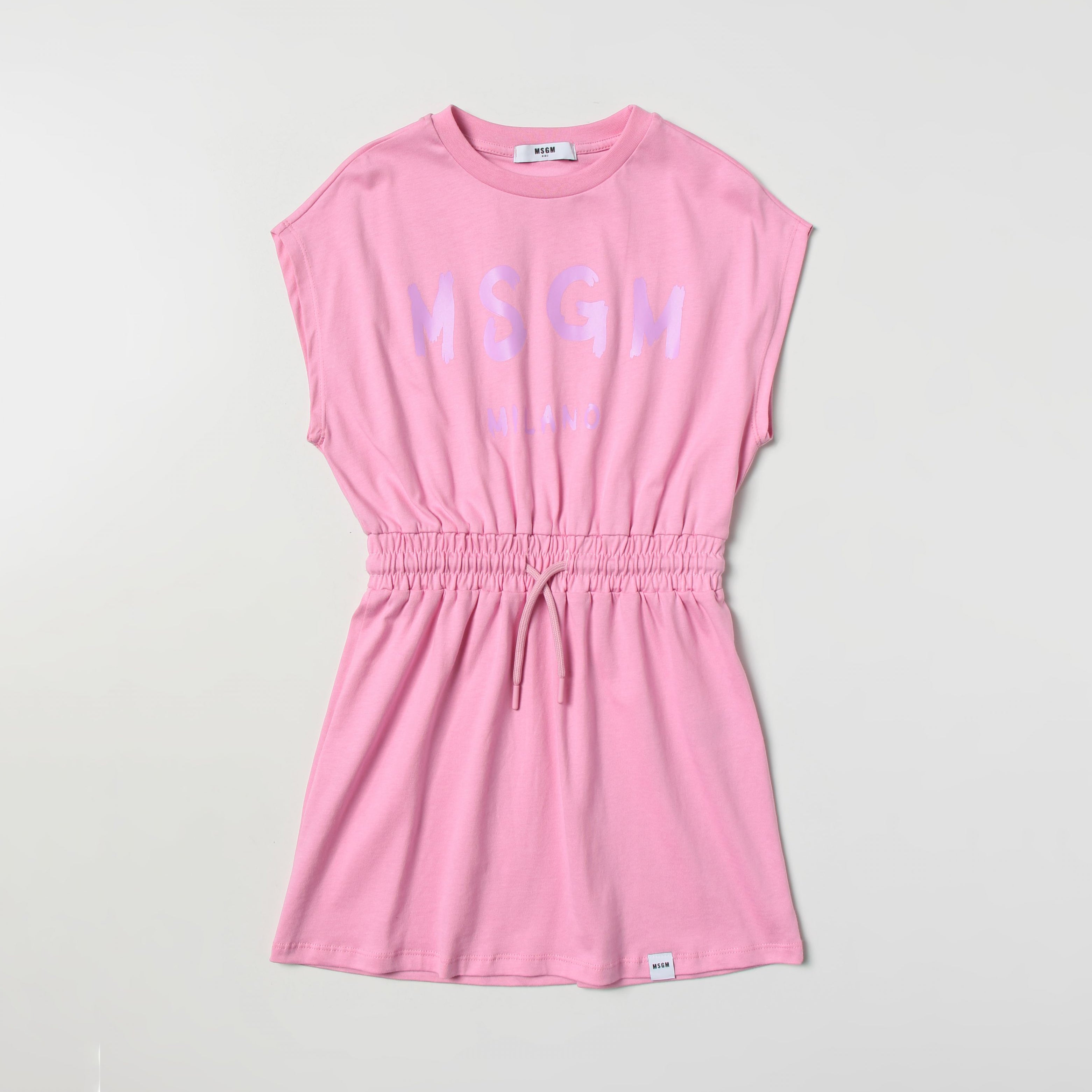 Girls Pink Logo Cotton Dress