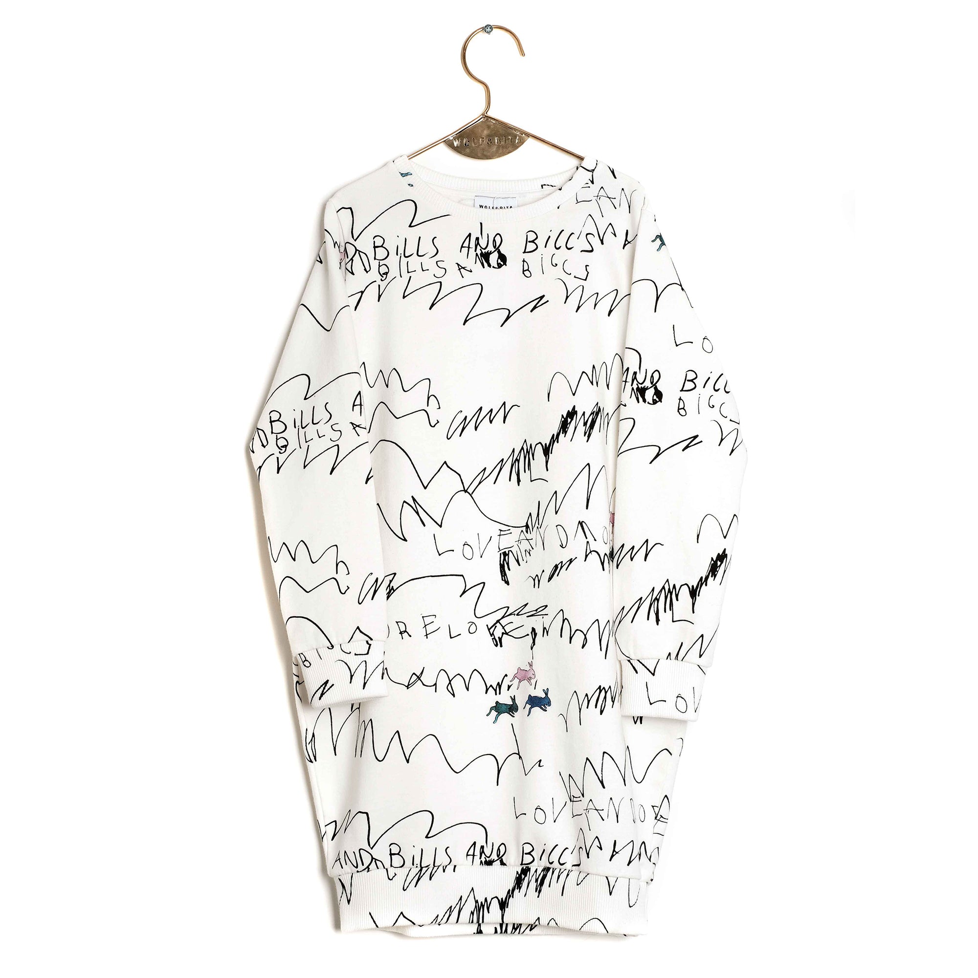 Girls White Printed Cotton Dress