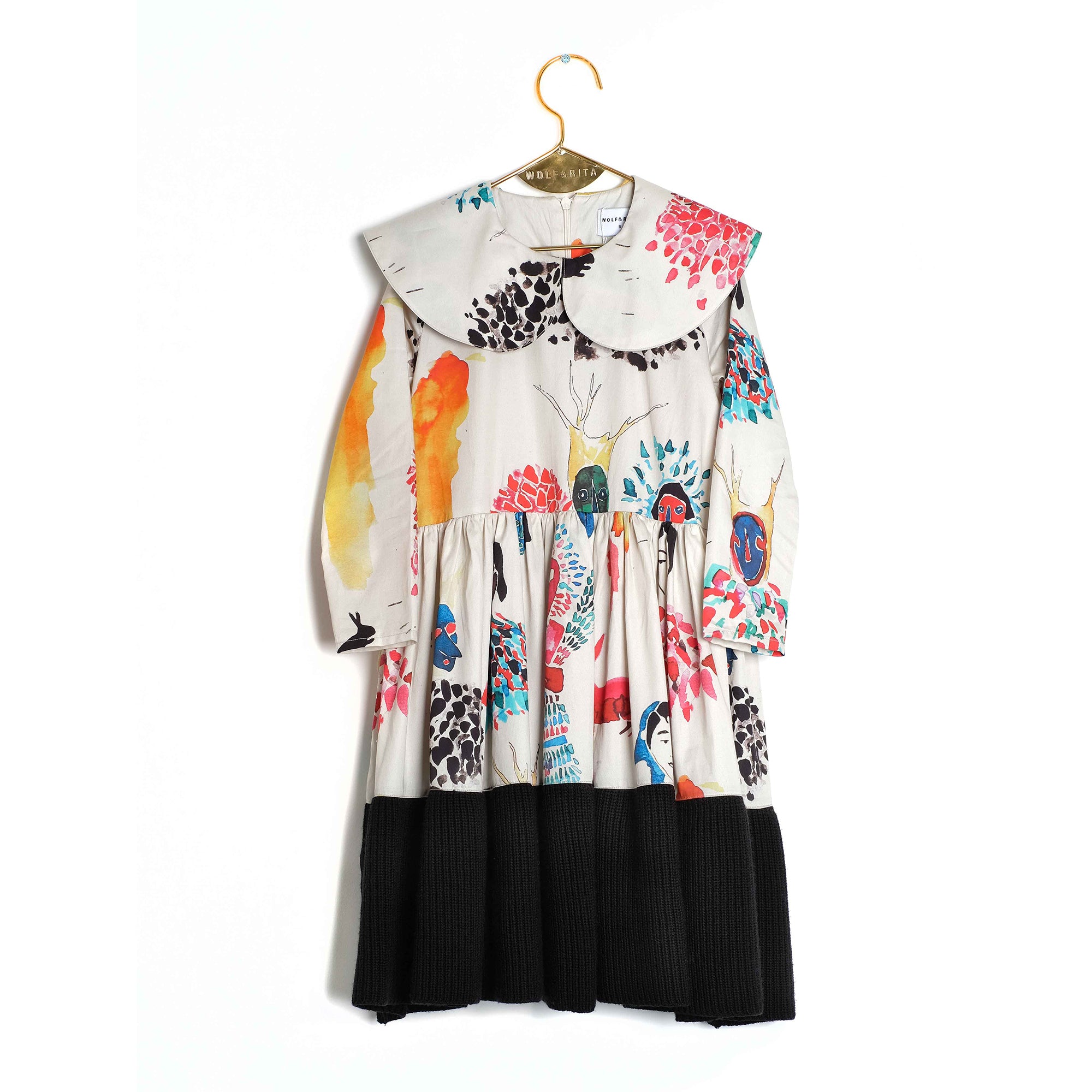 Girls White Printed Cotton Dress