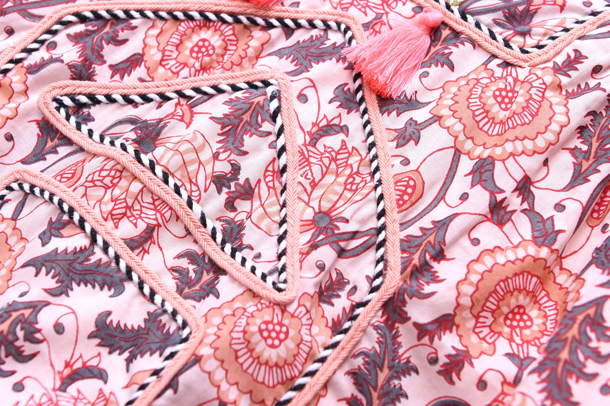 Girls Pink Flower Printed Trims Cotton 'Roshy' Dress - CÉMAROSE | Children's Fashion Store - 8