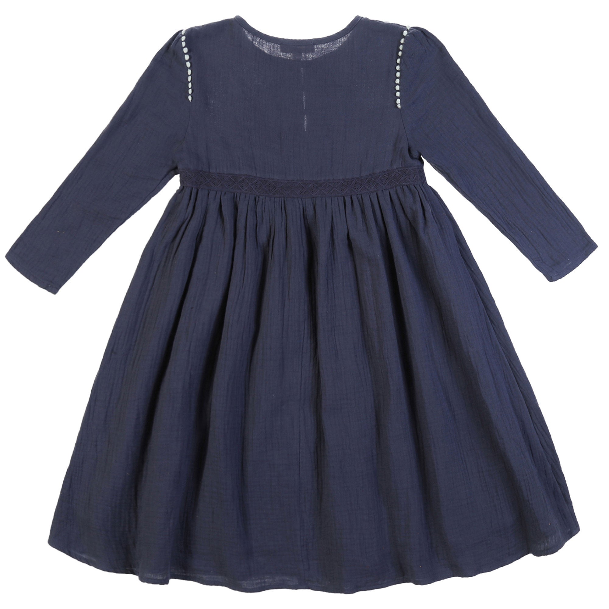 Girls Dark Grey Embroidered Trims Cotton 'Samsa' Dress - CÉMAROSE | Children's Fashion Store - 2
