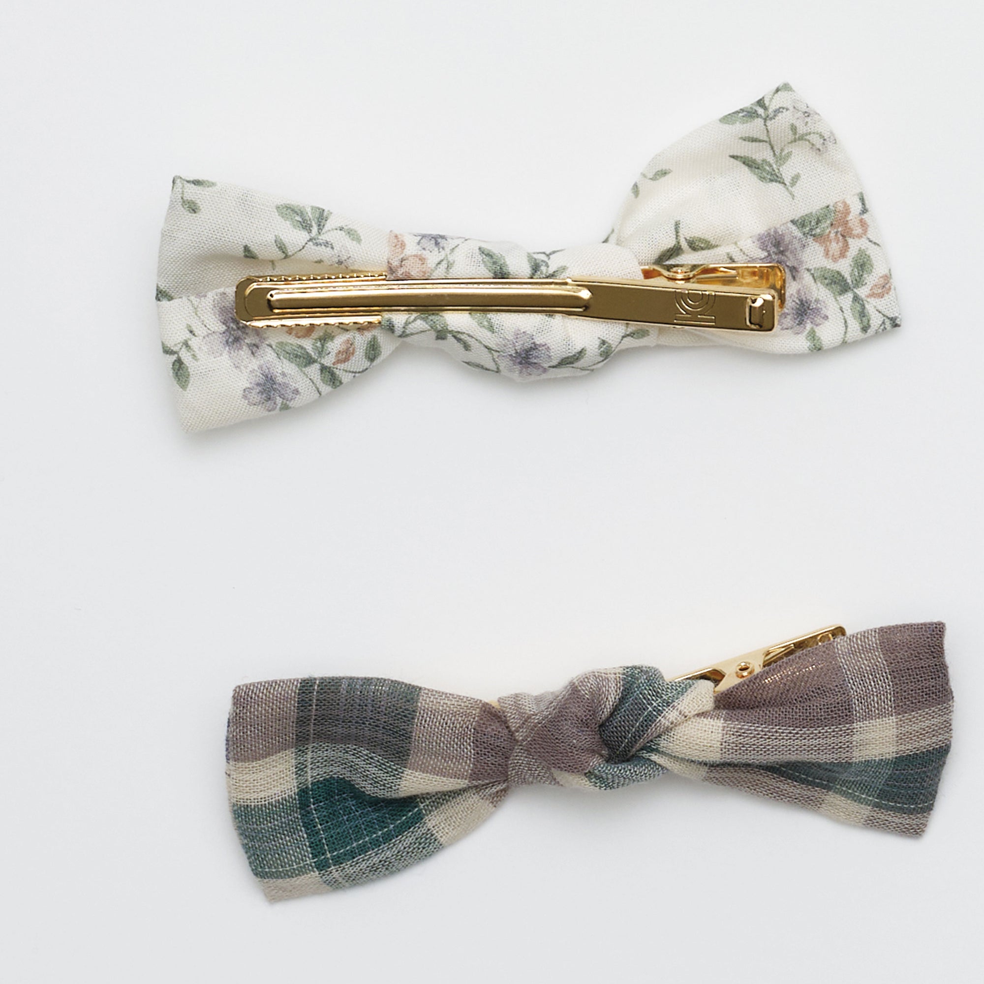 Girls Green Check Hair Clips