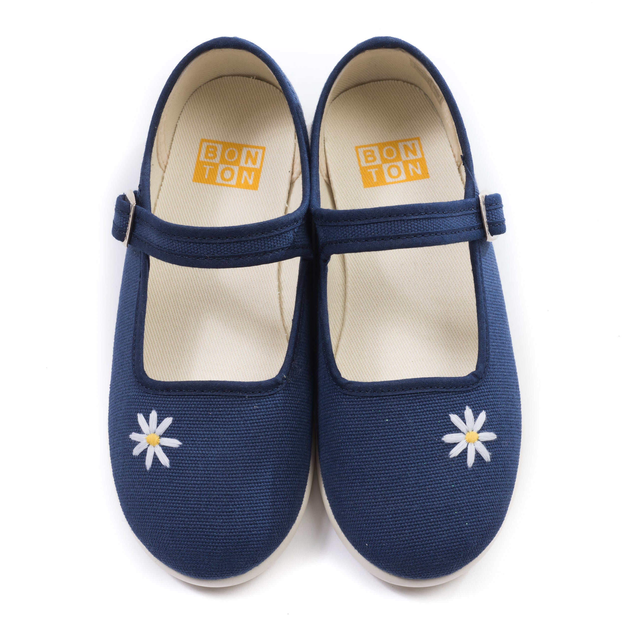 Girls Blue Embroided Daisy Shoes
