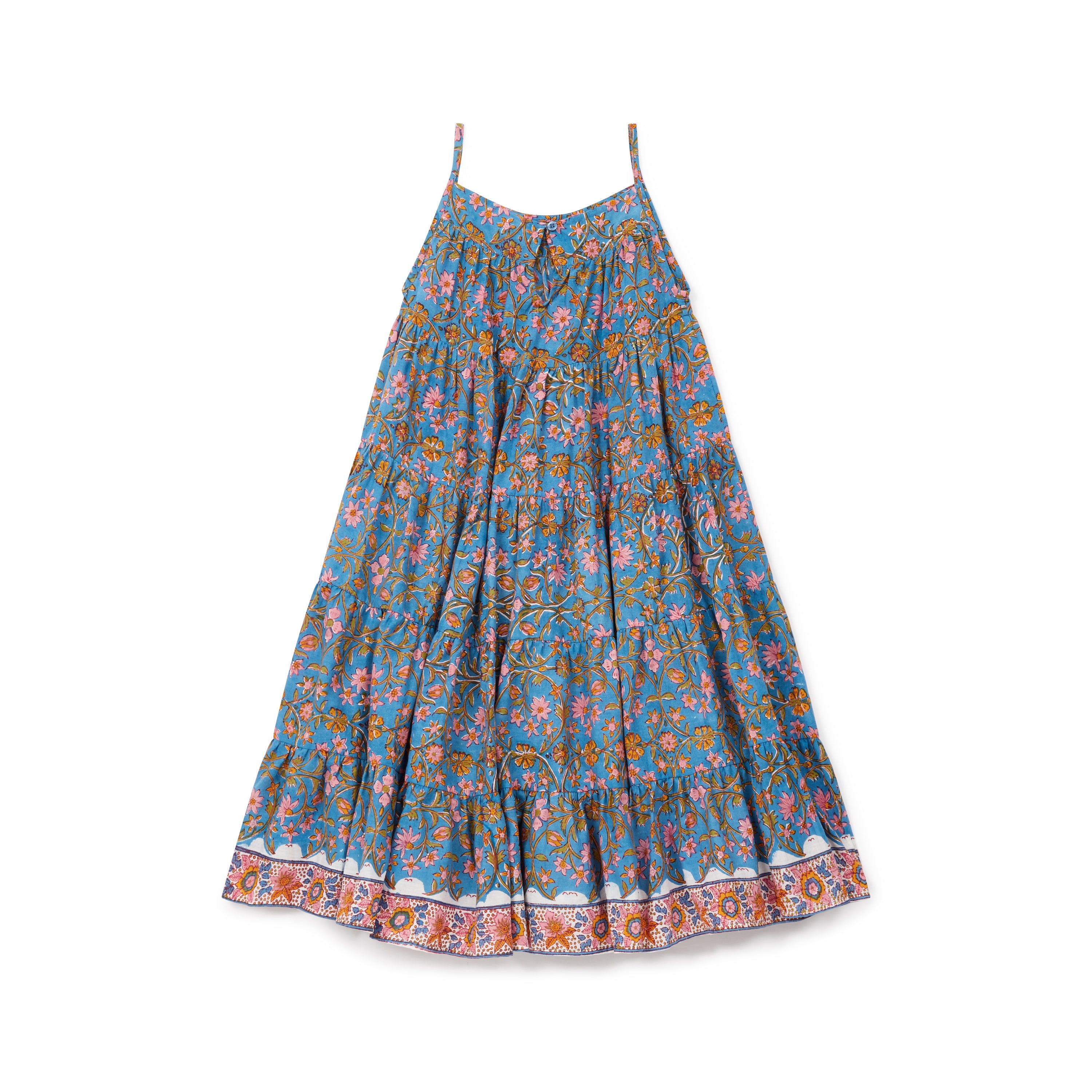 Girls Blue Flowers Cotton Dress