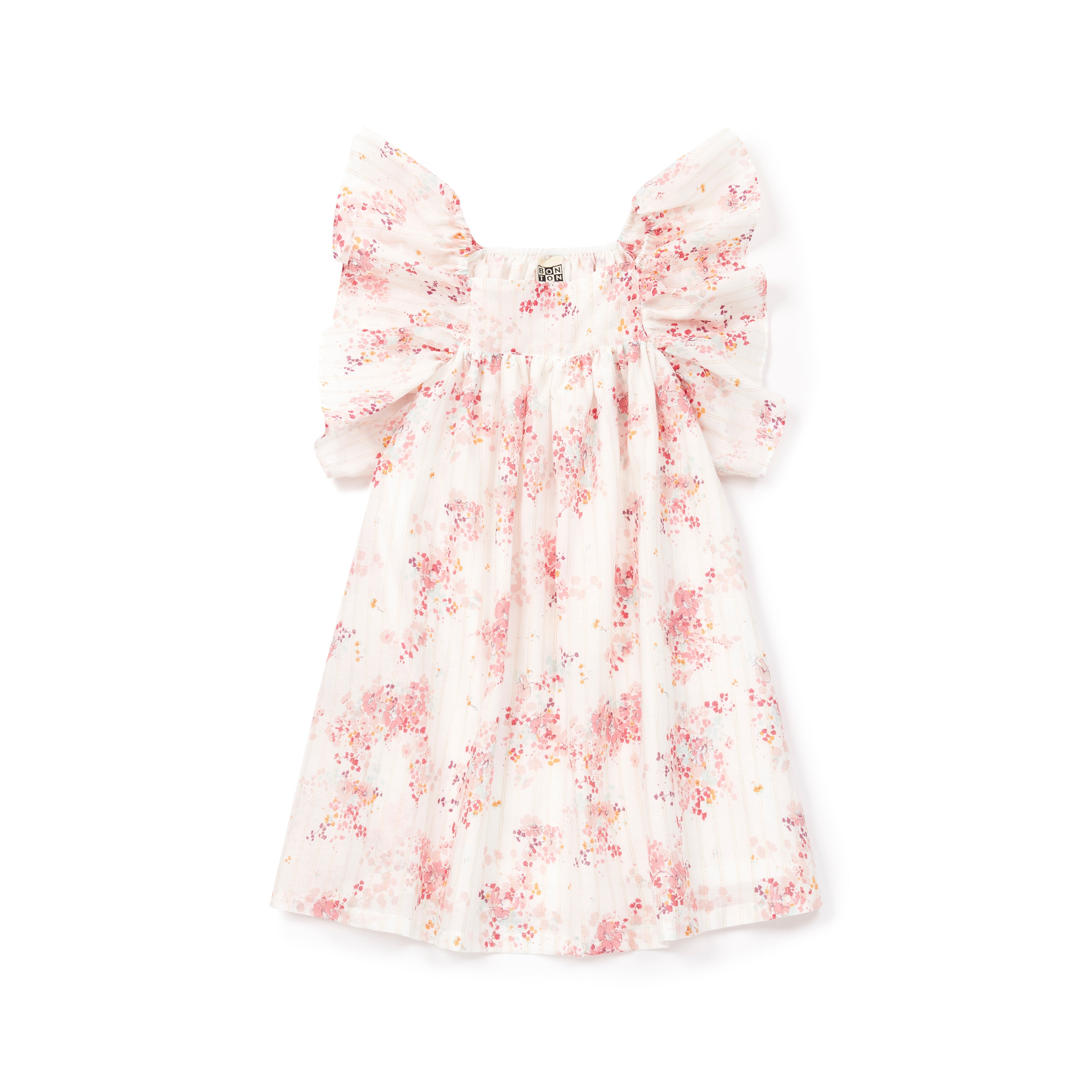 Girls Pink Flowers Cotton Dress