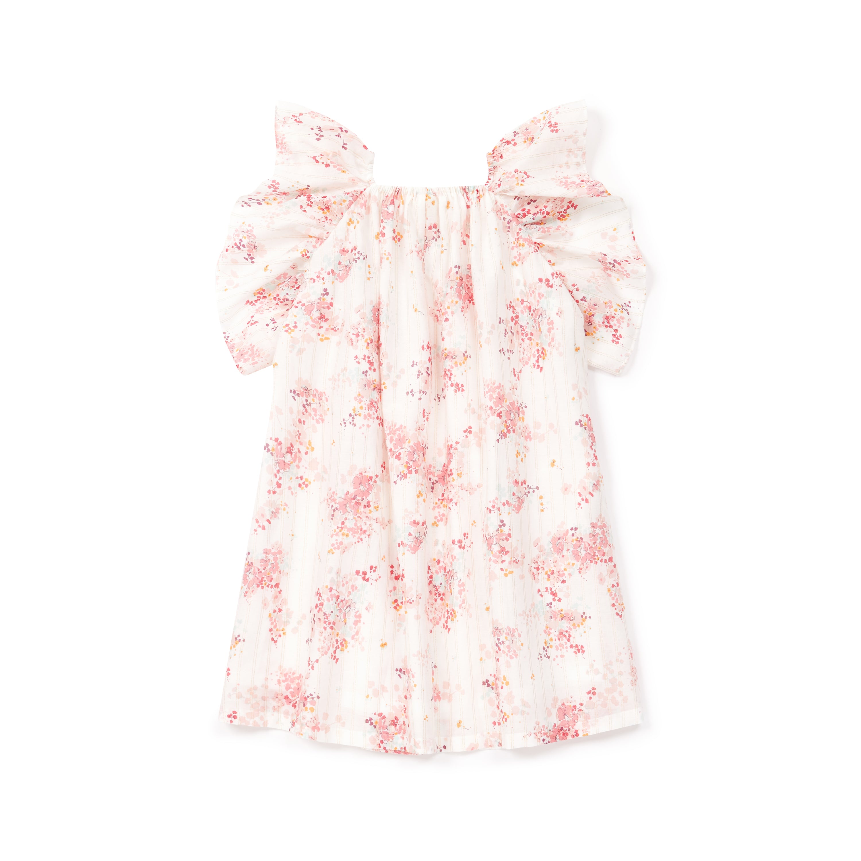 Girls Pink Flowers Cotton Dress