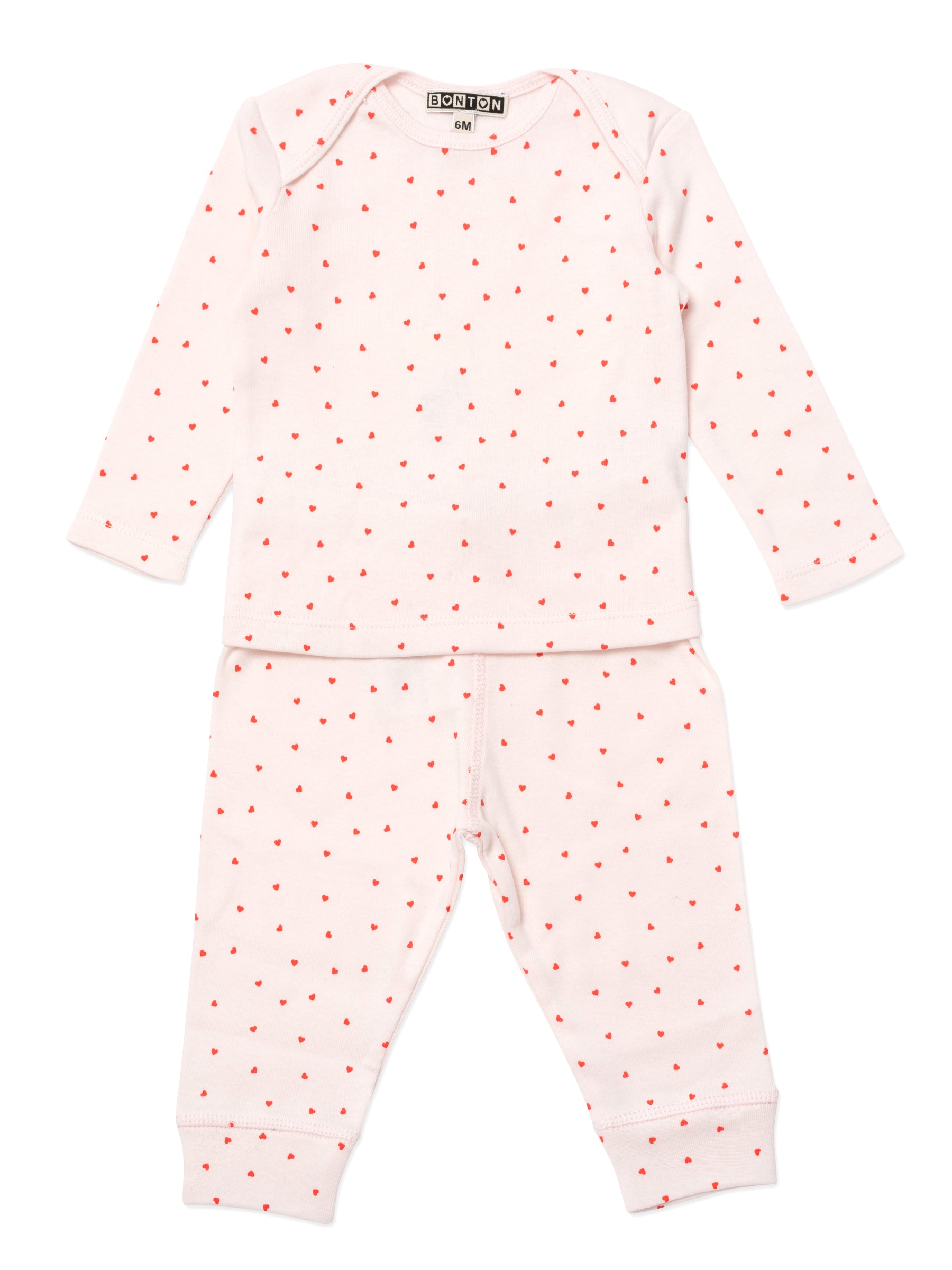 Baby Girls Pink Heart Cotton Set