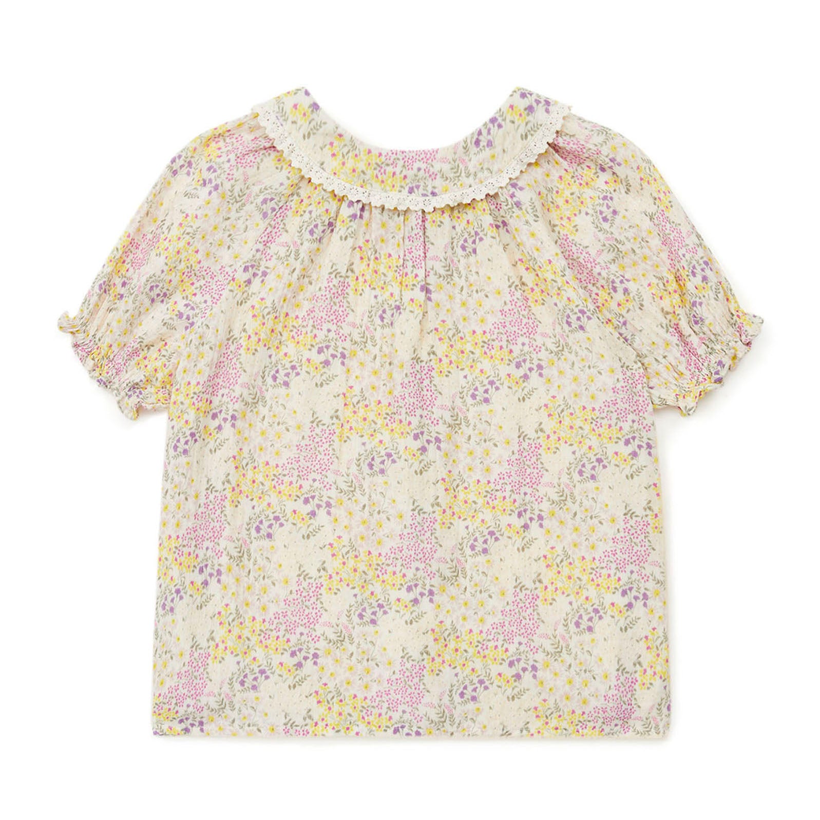 Girls Yellow Floral Cotton Shirt