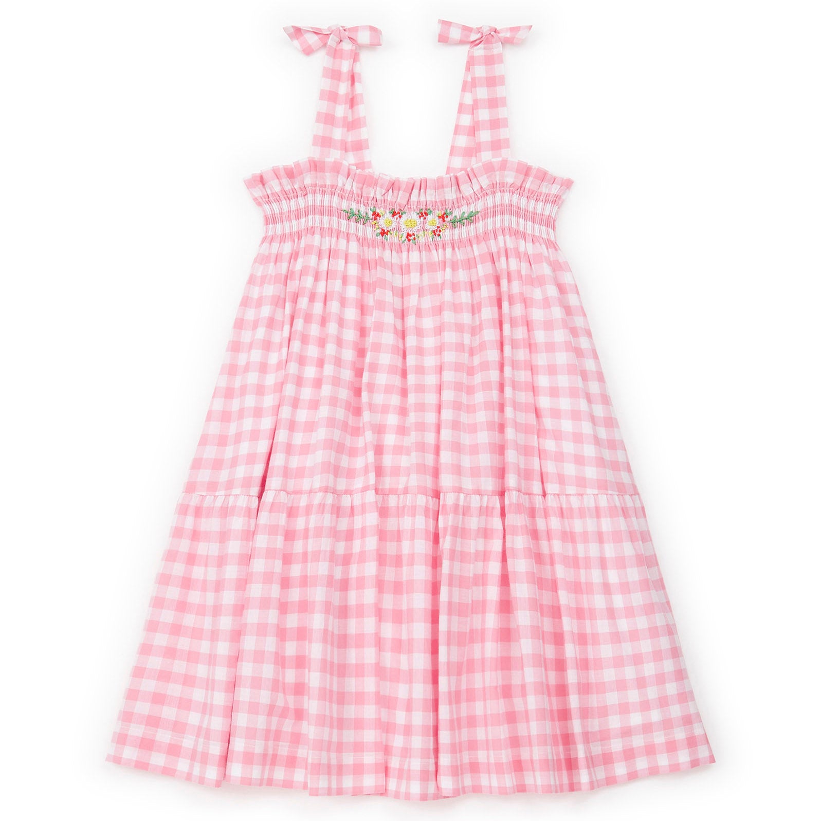 Girls Pink Check Cotton Dress