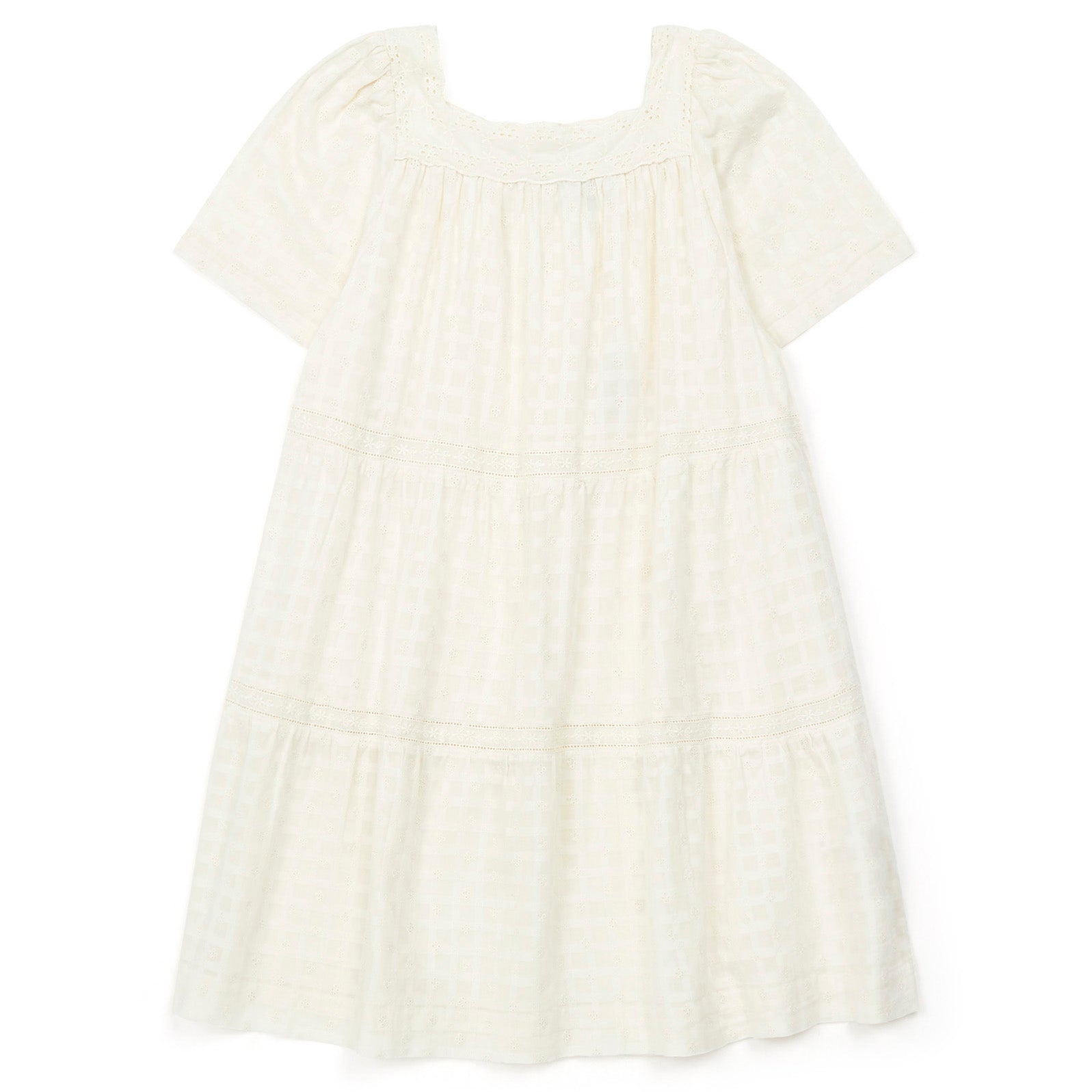 Girls White Cotton Dress